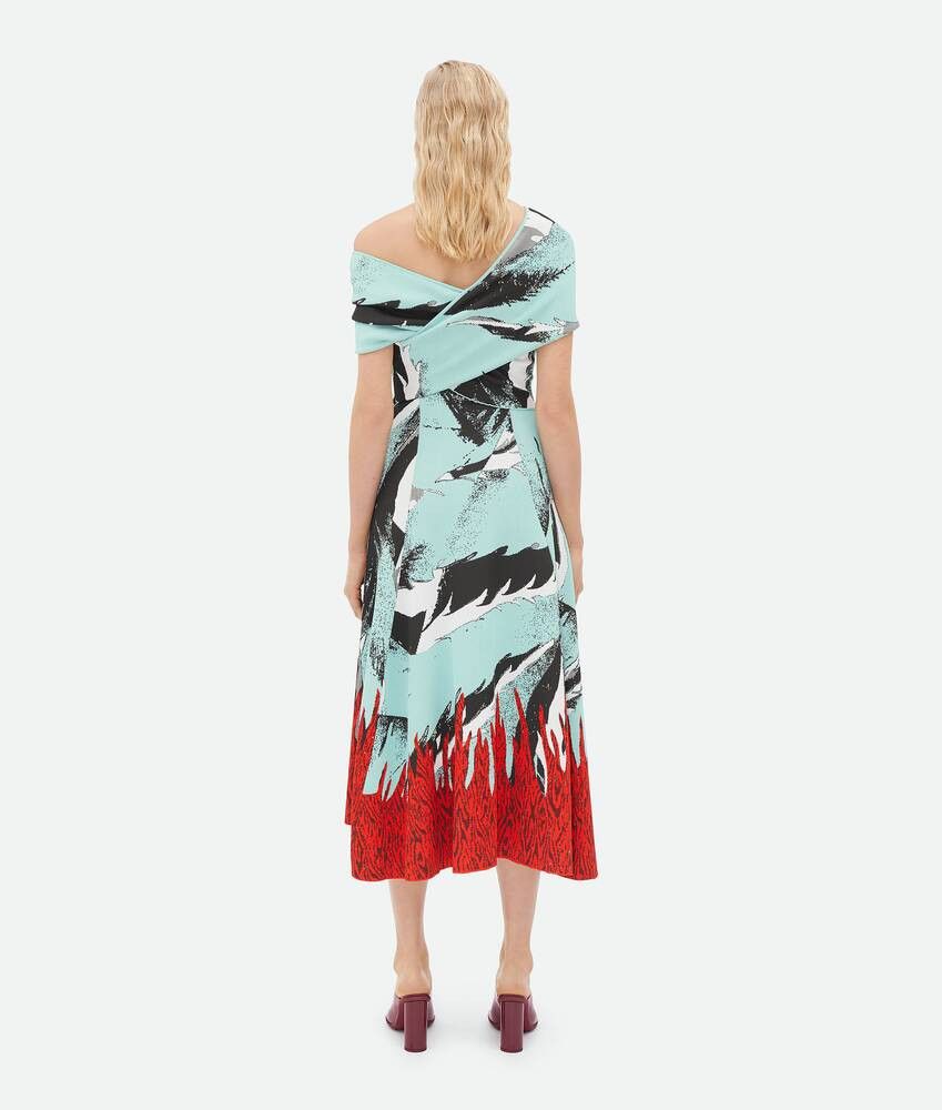 Bottega Veneta o1bcso1str0225 Graphic Jacquard Asymmetric Midi Dress Size L / US 10 / IT 46 - 3 Thumbnail