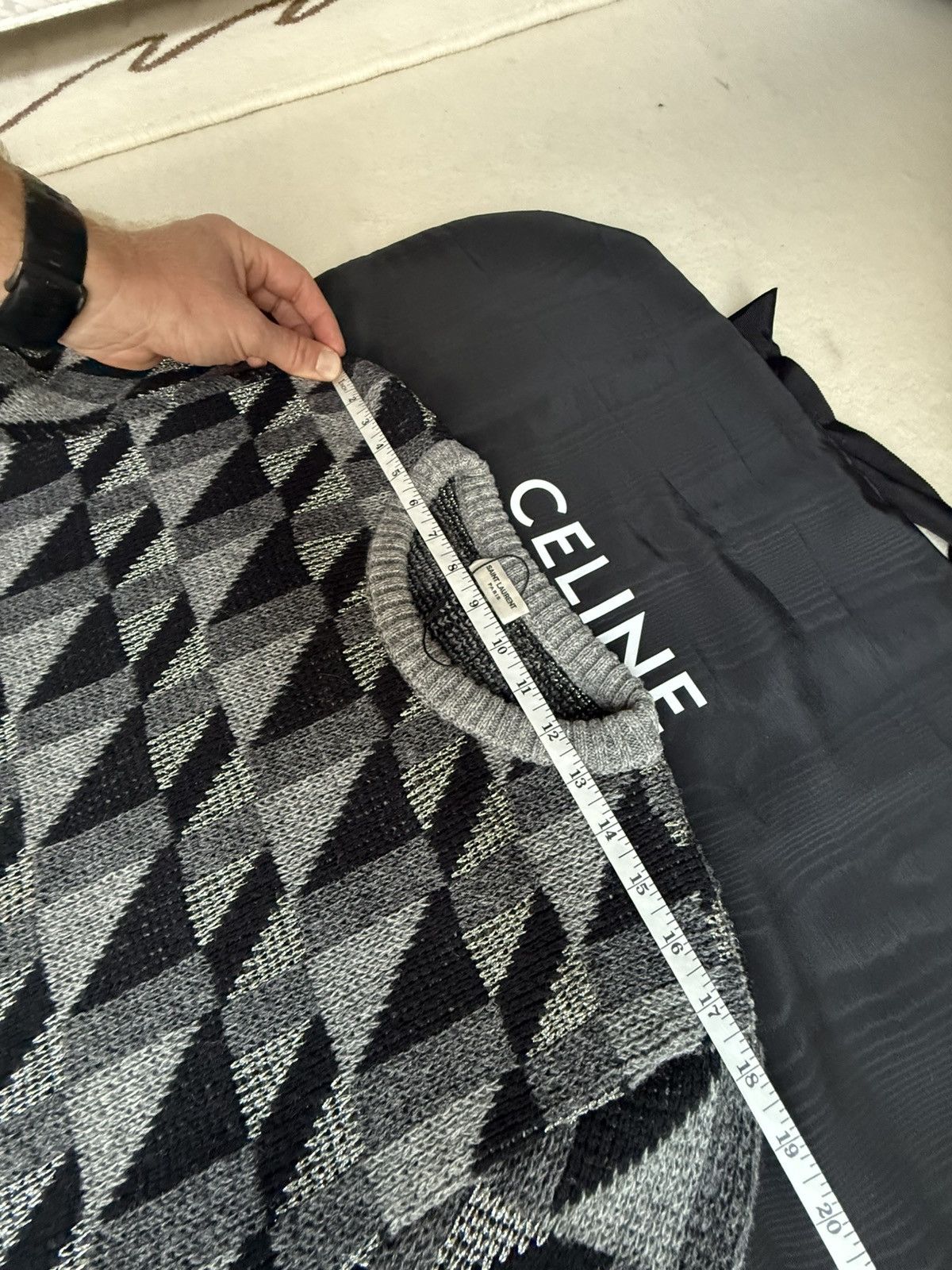 Saint Laurent Paris FW15 Grail Saint Laurent geometric metallic sweater Hedi XL Size US XL / EU 56 / 4 - 5 Thumbnail