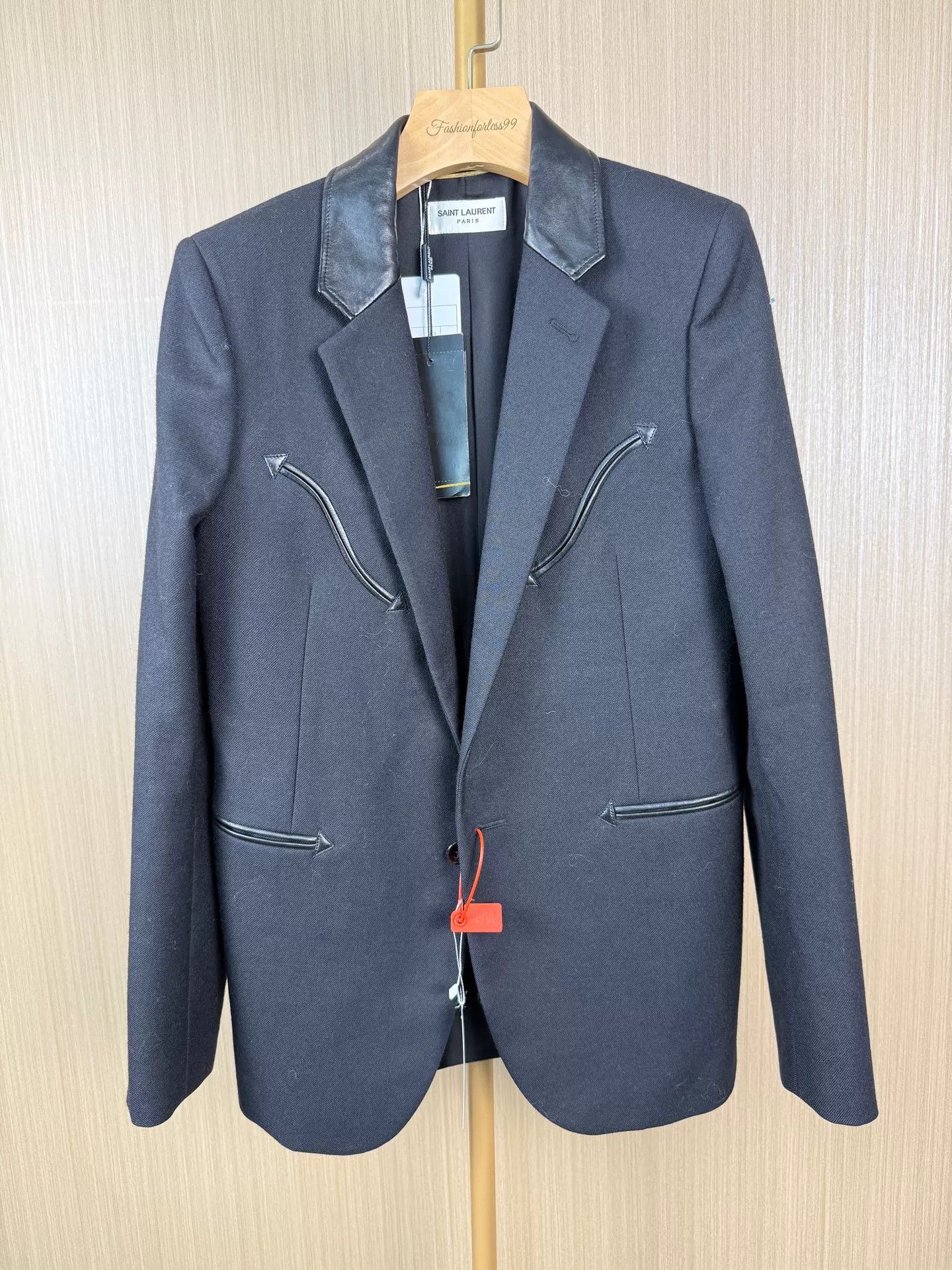 Saint Laurent Paris Saint Laurent Gray Leather Trim Blazer Size XS / US 0-2 / IT 36-38 - 1 Thumbnail