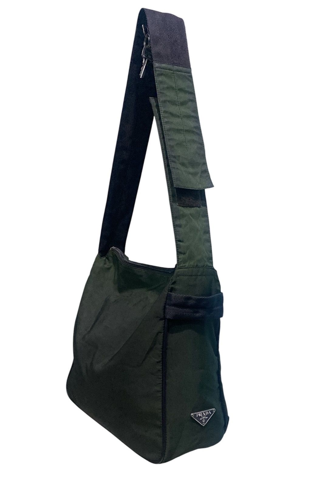 Prada Prada Tessuto Pocono Square Nylon Shoulder Bag Green Size ONE SIZE - 1 Thumbnail