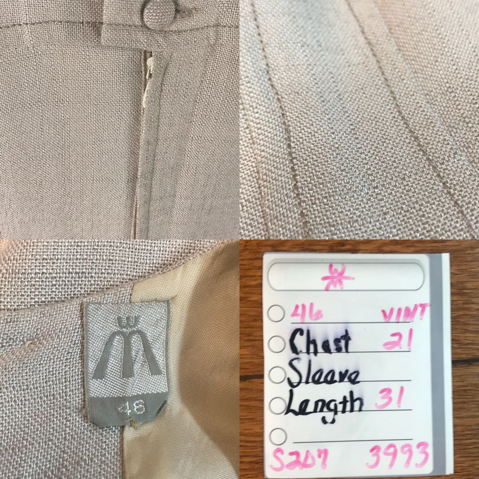 Vintage VINTAGE WM Dress Beige Sheath Round Neck Short Sleeve Knee Length Size 46 Womens Size 32" / US 10 / IT 46 - 8 Thumbnail
