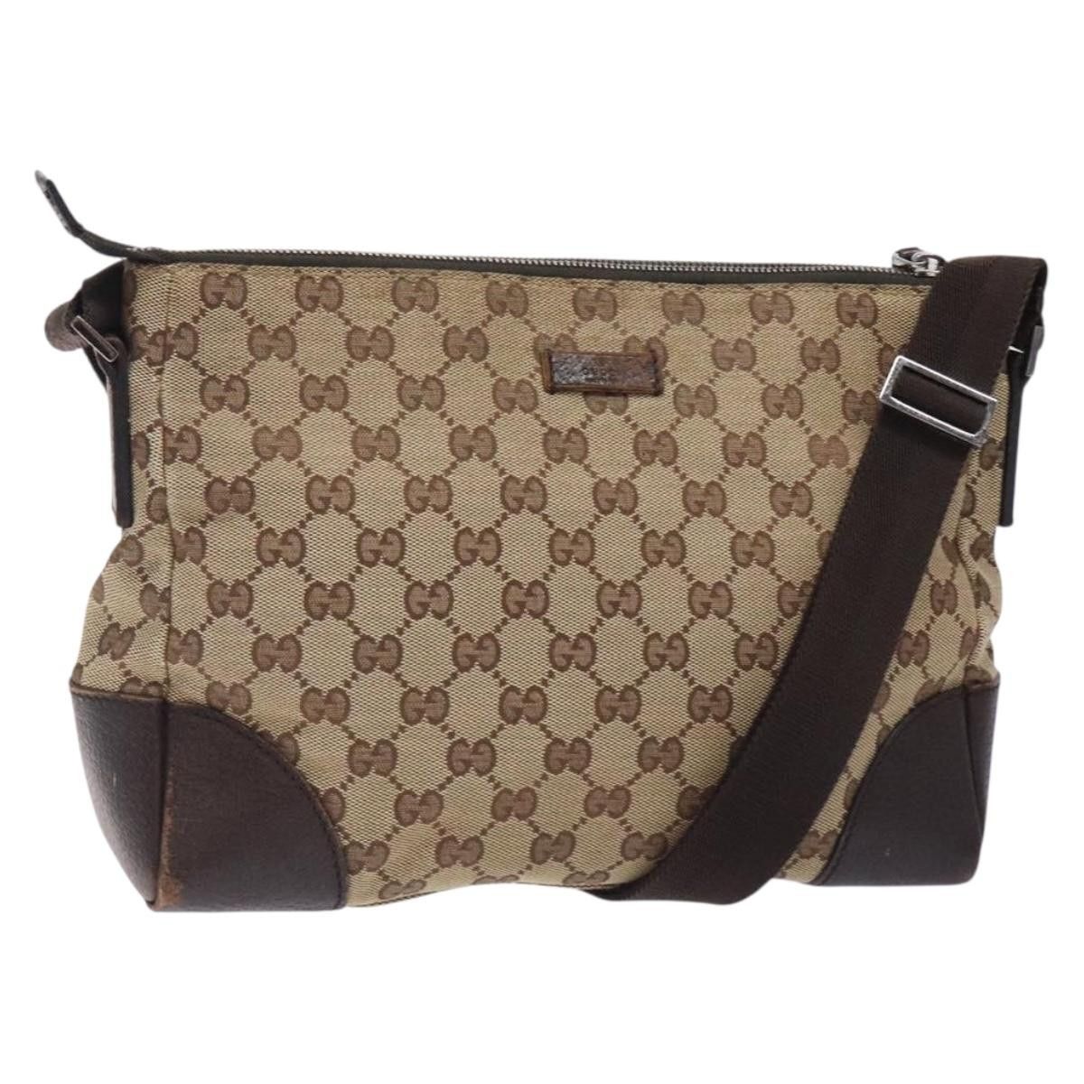 Gucci GUCCI GG Canvas Shoulder Bag Beige Silver Size ONE SIZE - 1 Thumbnail