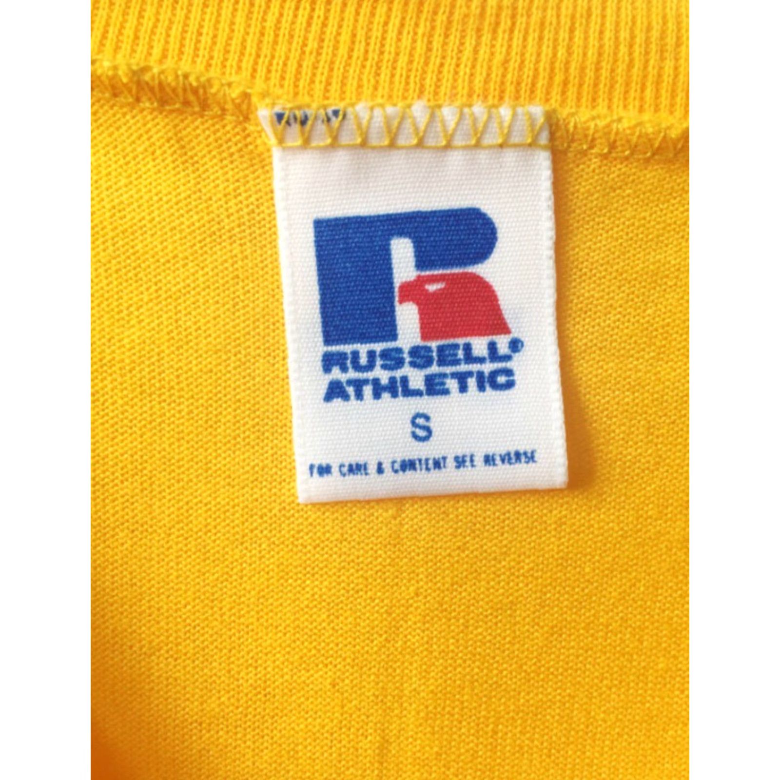 Russell Athletic VINTAGE Russell Athletic T-Shirt Mens S V-Neck 90s Deadstock NWOT Yellow 50/50 Cotton Blend Short Sleeve 1990s USA Size US S / EU 44-46 / 1 - 3 Thumbnail