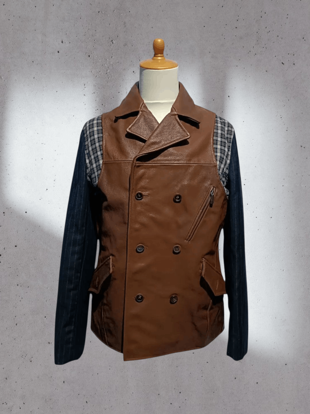 Japanese Brand 💥Rare💥 Vintage Leather Double Layer Peacoat Jacket Size US M / EU 48-50 / 2 - 1 Thumbnail