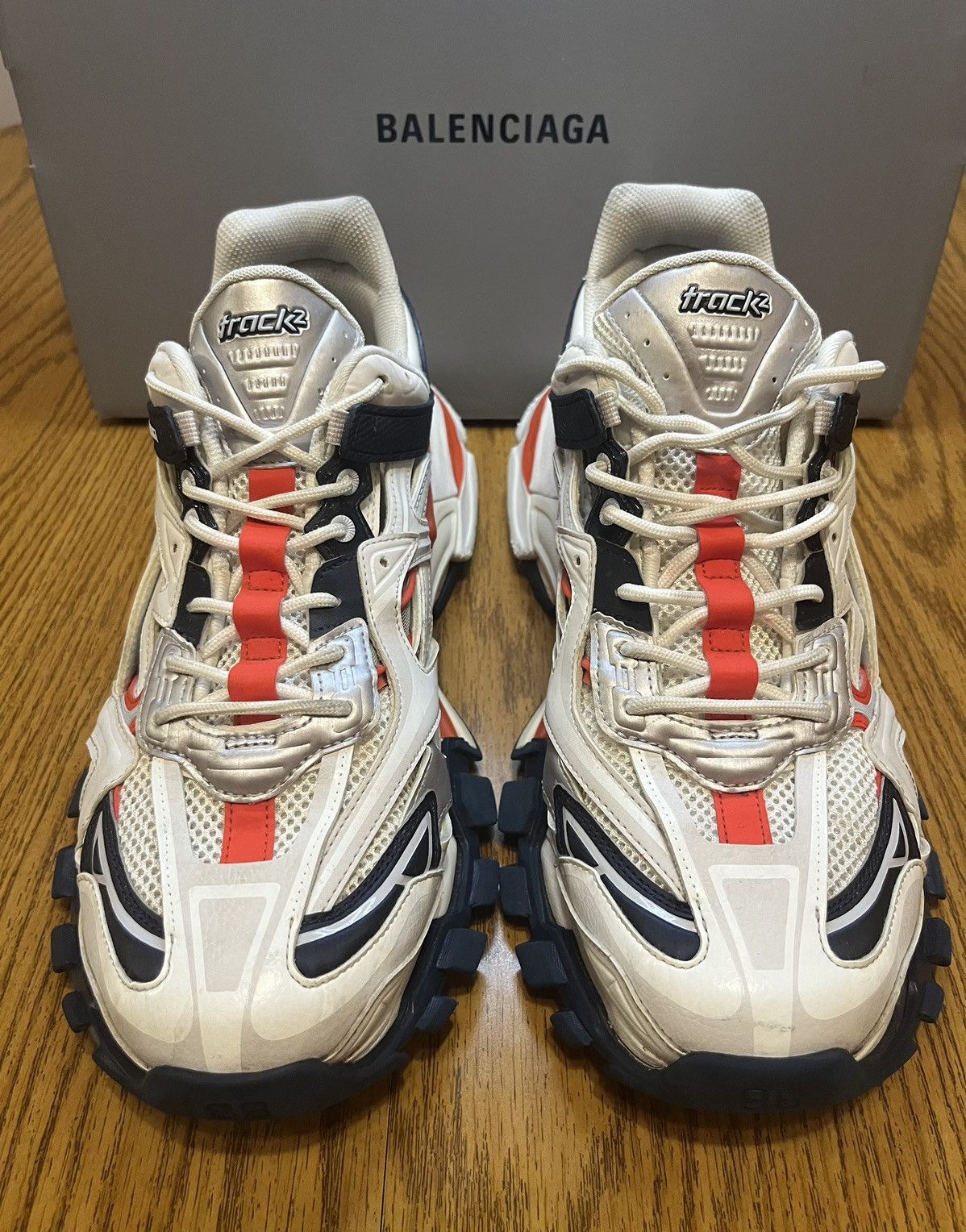 Balenciaga Balenciaga Track 2 Sneaker (White, Blue, Red) Size US 13 / EU 46 - 2 Thumbnail