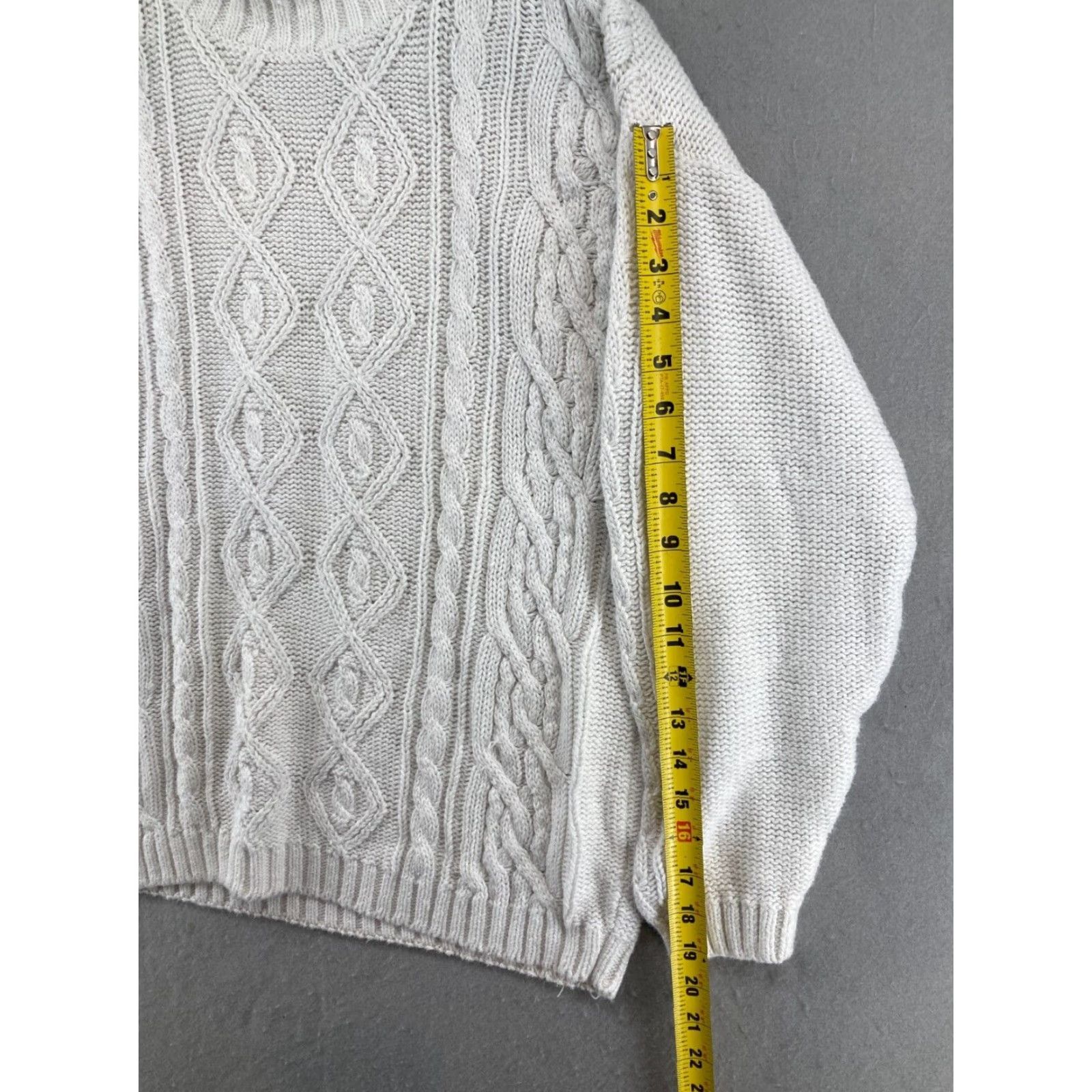 Vintage VINTAGE Casual Corner Women's Sweater Small Pullover Knit Mock Neck Cable Knit Fall Winter 90s White Mens Size S / US 4 / IT 40 - 4 Thumbnail