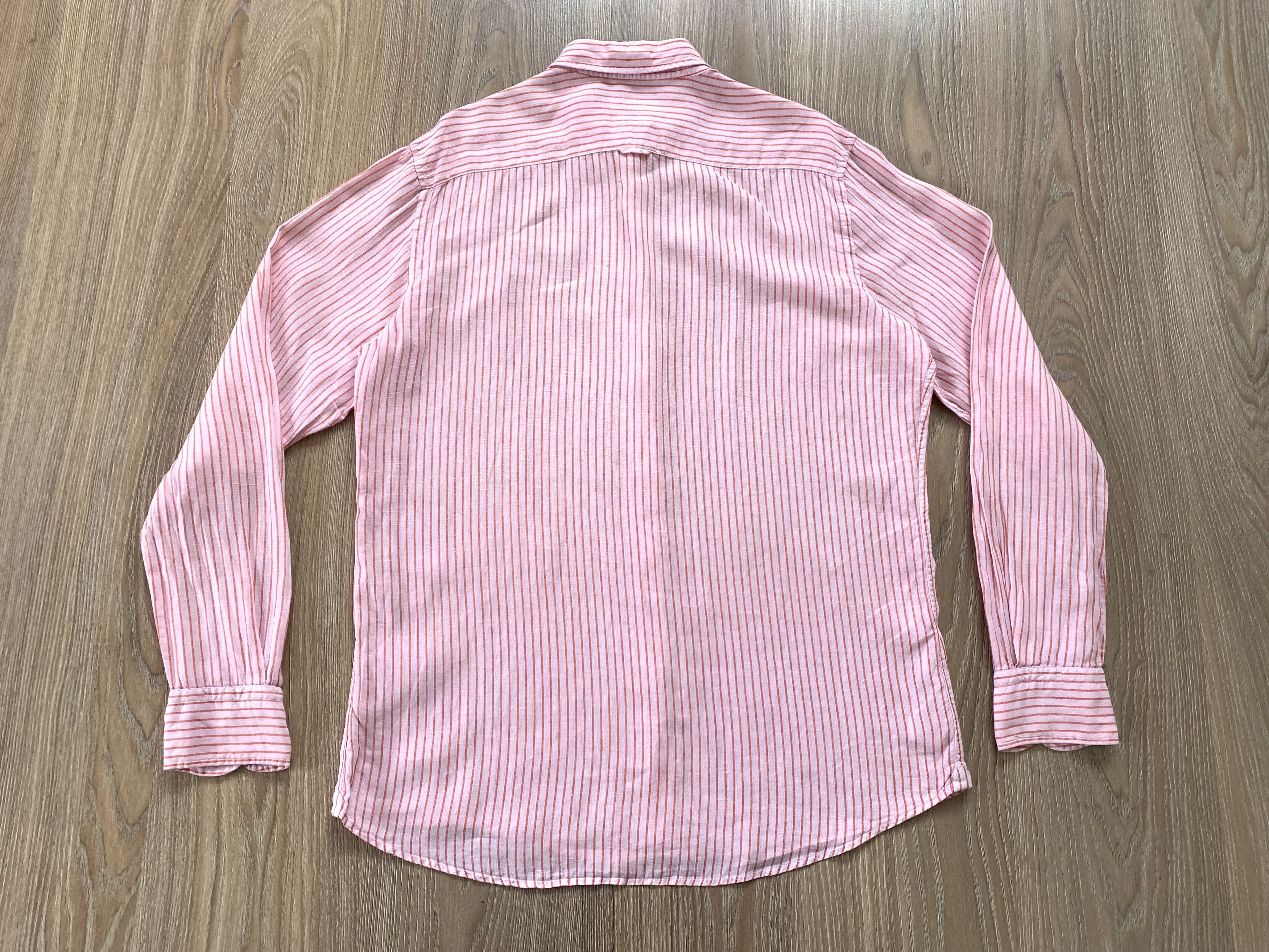 Massimo Dutti Massimo Dutti Stripe Coral Linen Long Sleeve Shirt Size US L / EU 52-54 / 3 - 3 Thumbnail