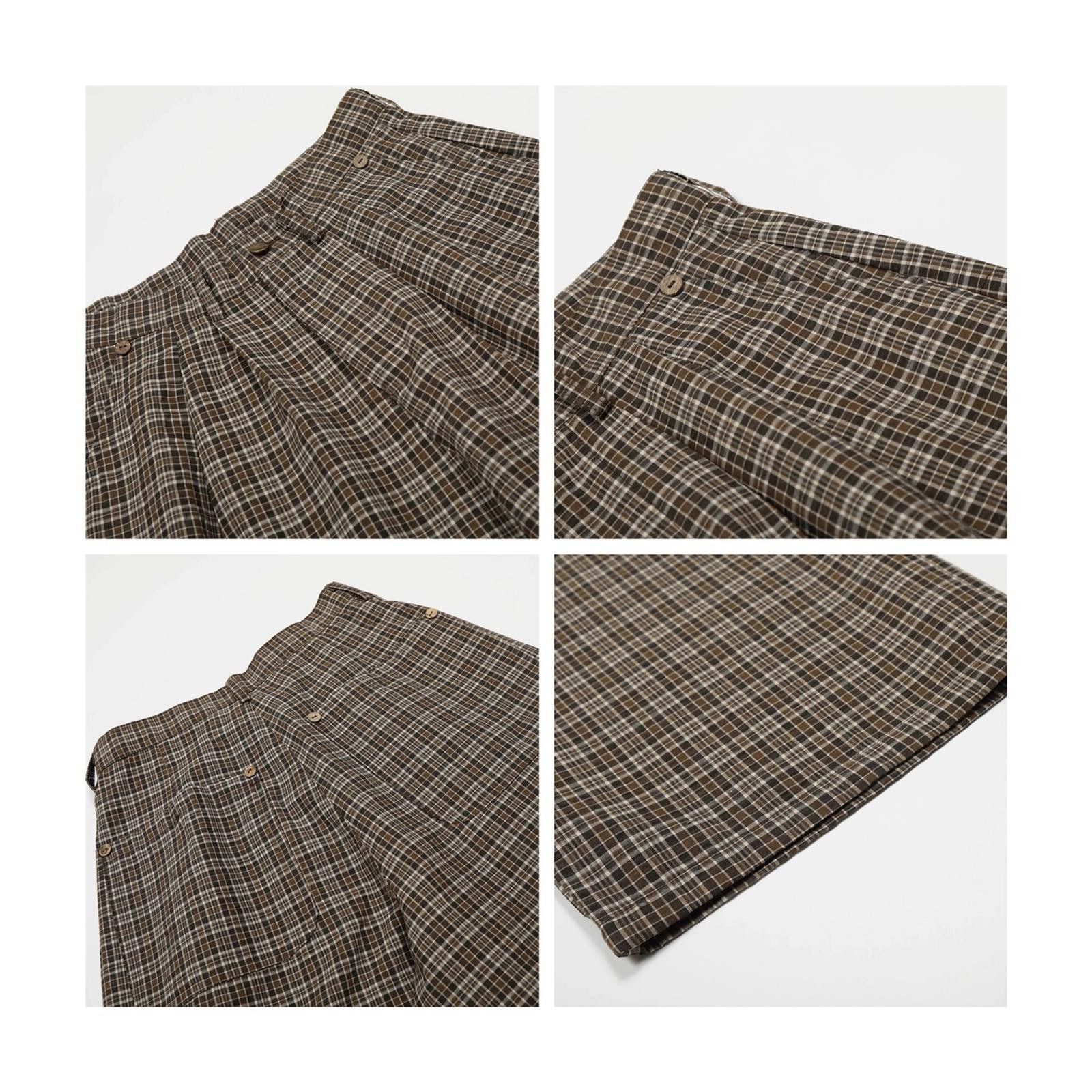 Vintage Brown Plaid Wide Leg Casual Pants, Loose Fit Trousers Size US 30 / EU 46 - 6 Thumbnail