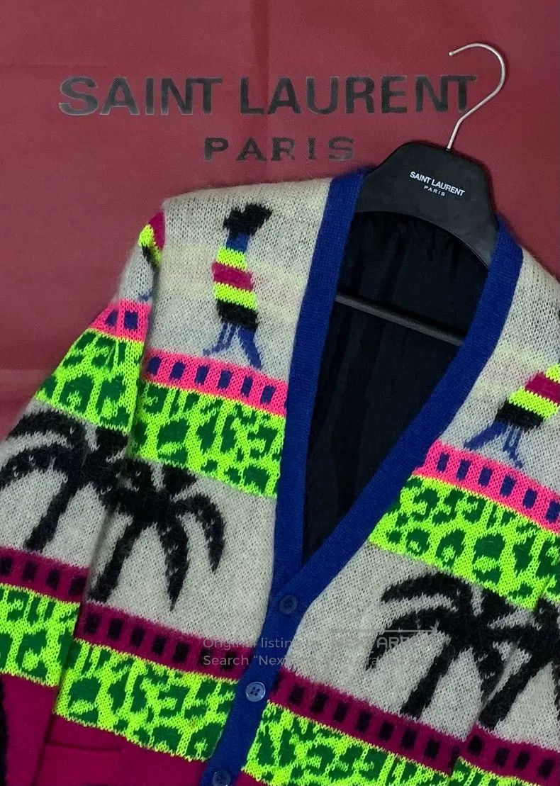 Saint Laurent Paris Saint Laurent Paris Silk Cashmere Open Cardigan with Dinos Size US XS / EU 42 / 0 - 5 Thumbnail