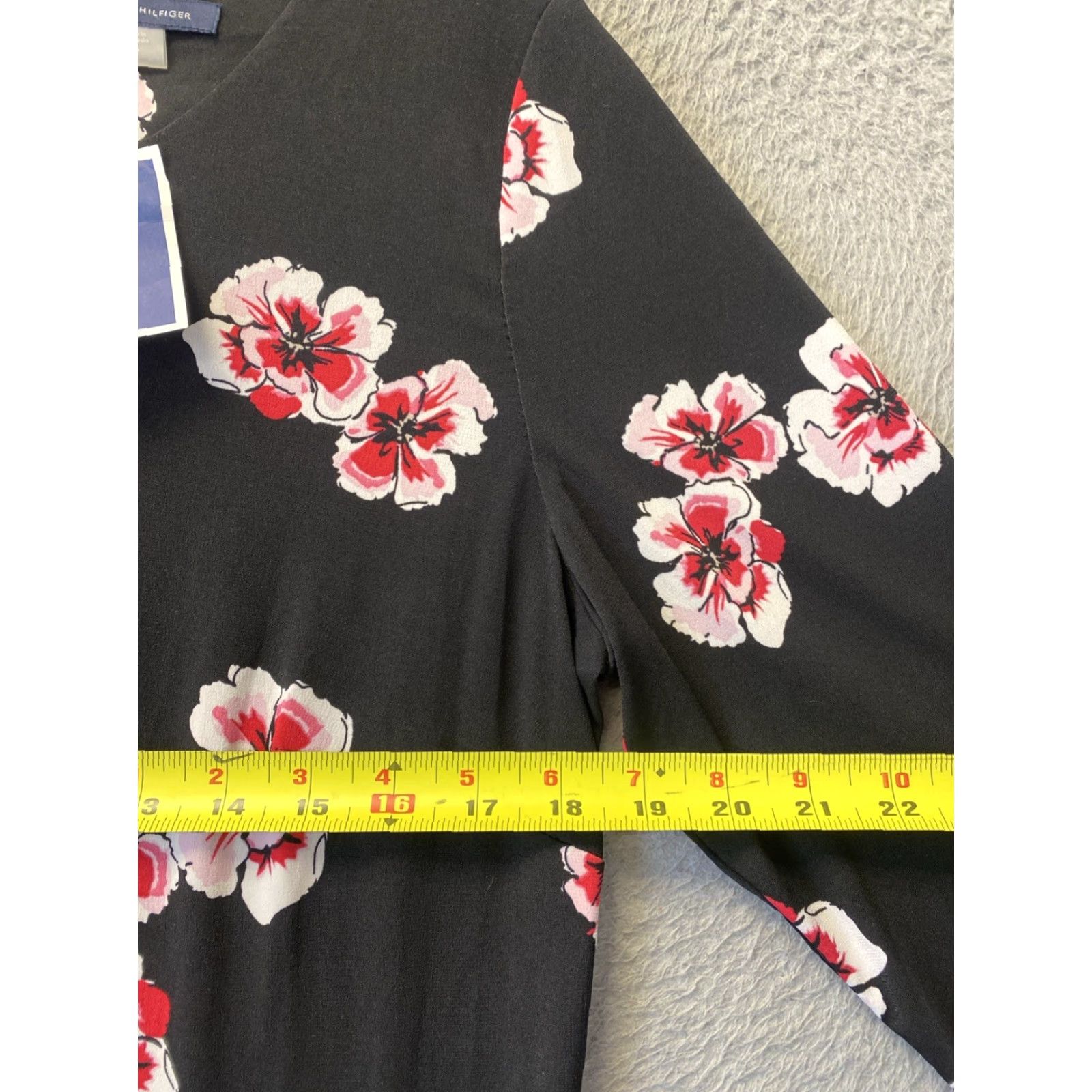 Tommy Hilfiger TOMMY HILFIGER Womens Floral Dress Size 12 Black Knee Length NWT Size XL / US 12-14 / IT 48-50 - 6 Thumbnail