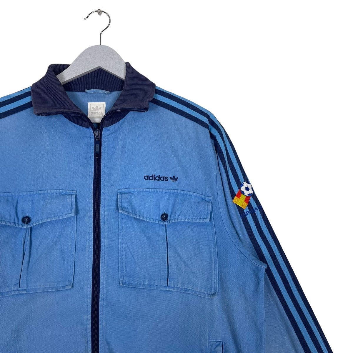 Adidas × Vintage 💥ADIDAS TRAINER BLUE STRIPE DOUBLE POCKET Size US L / EU 52-54 / 3 - 6 Thumbnail