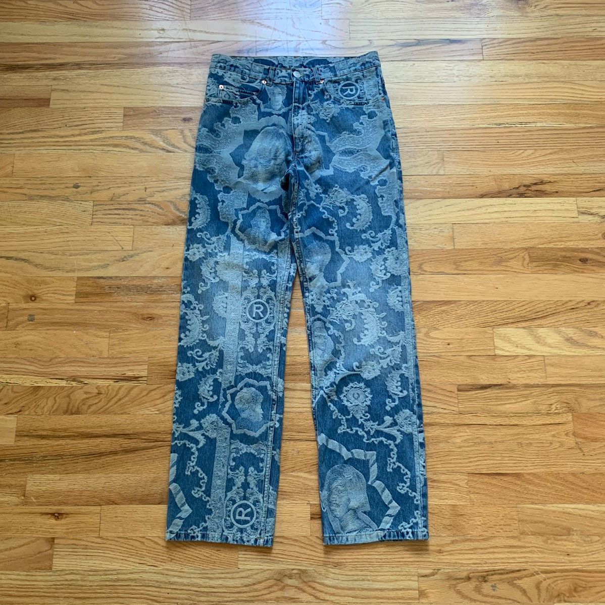 Pre-owned Martine Rose Fw2020 Jacquard Regal Print Jeans In Blue