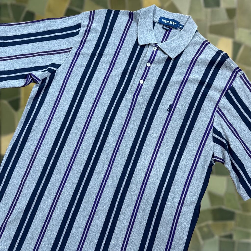 Polo Ralph Lauren VINTAGE Ralph Lauren Polo Shirt Mens XL Gray Block Stripes Rugby Golfing Cotton Size US XL / EU 56 / 4 - 1 Thumbnail