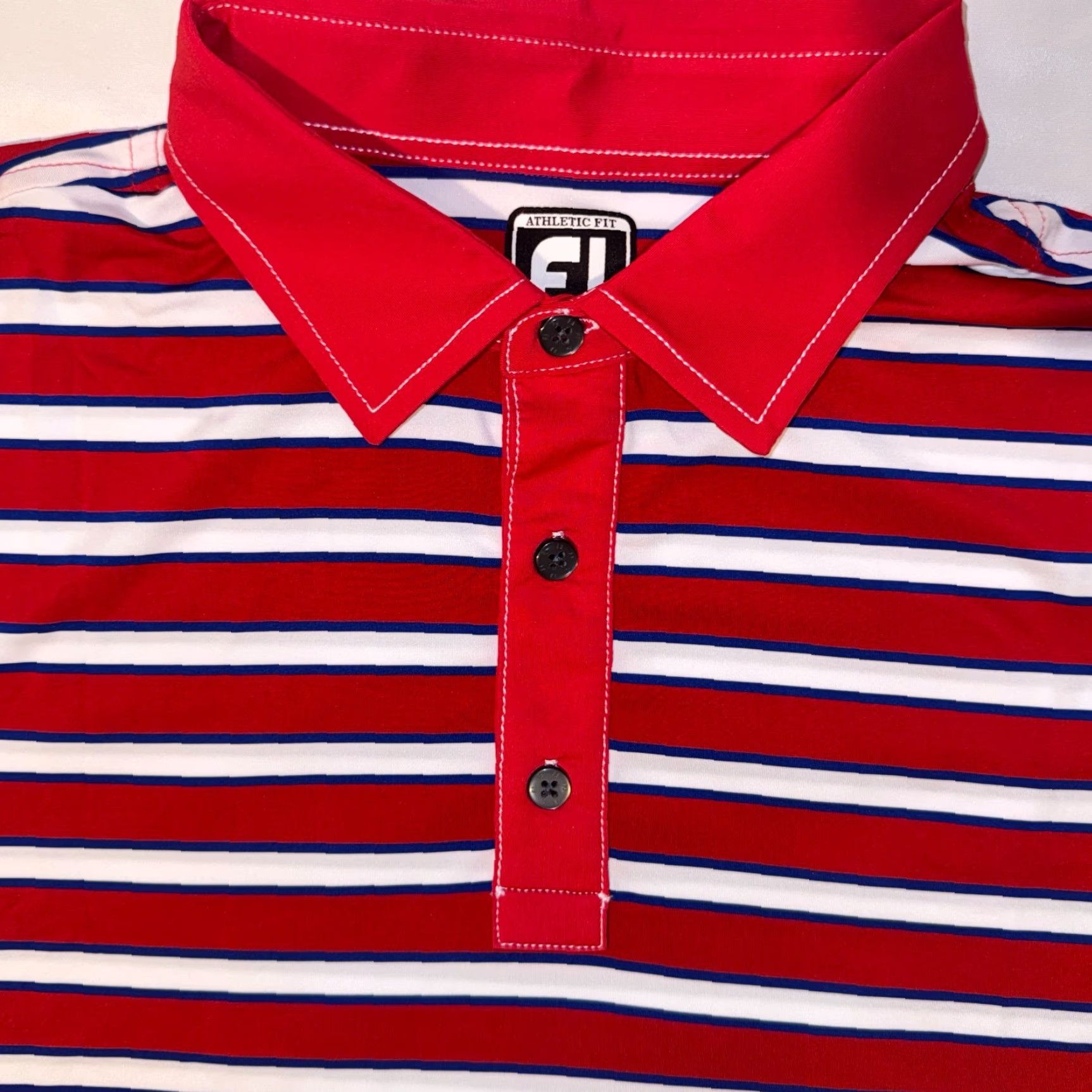 Footjoy FootJoy Golf Polo Mens XL Red Striped Athletic Fit Shirt Size US XL / EU 56 / 4 - 3 Thumbnail