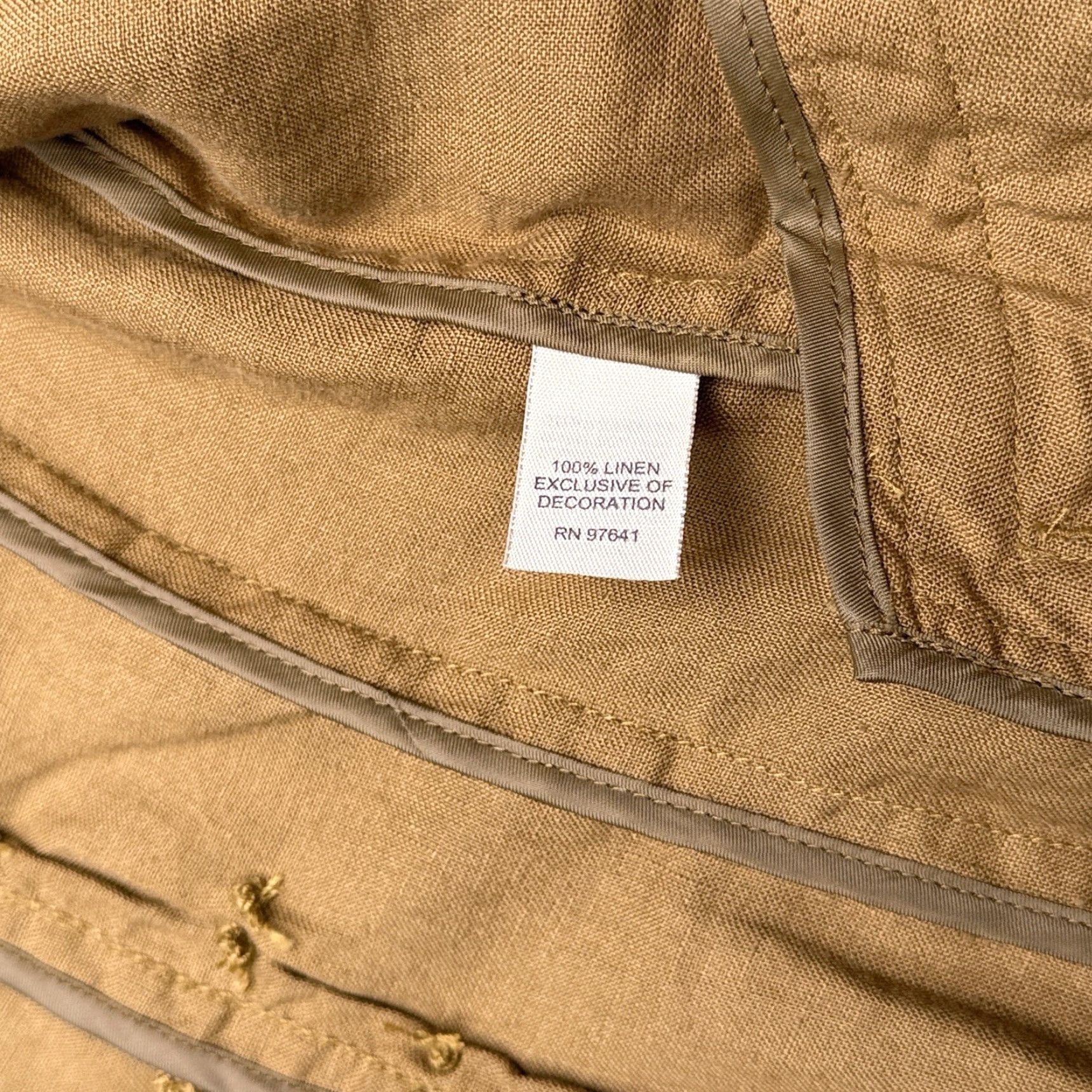J. Jill J. Jill Blazer Jacket Linen Tan Brown Solid Mid-Length Long Sleeve Button Front Casual Workwear Size S / US 4 / IT 40 - 5 Thumbnail