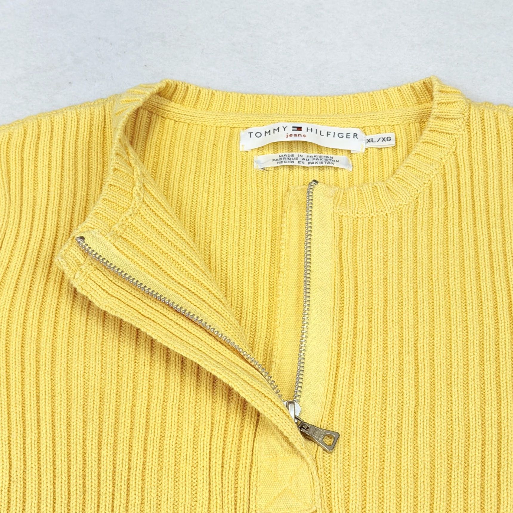 Tommy Hilfiger Tommy Hilfiger Sweater Mens XL Yellow Knit Pullover 1/4 Zip Crew Neck Regular Fit Vintage? No Size US XL / EU 56 / 4 - 4 Thumbnail