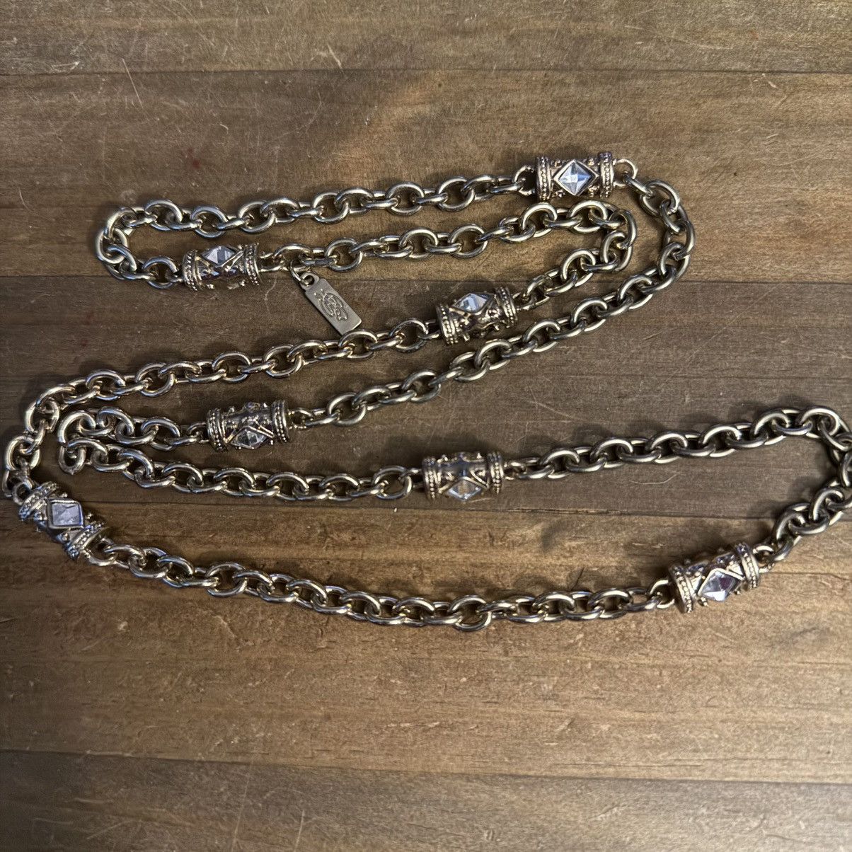 Other Long gold tone station crystal chain necklace Size ONE SIZE - 2 Thumbnail