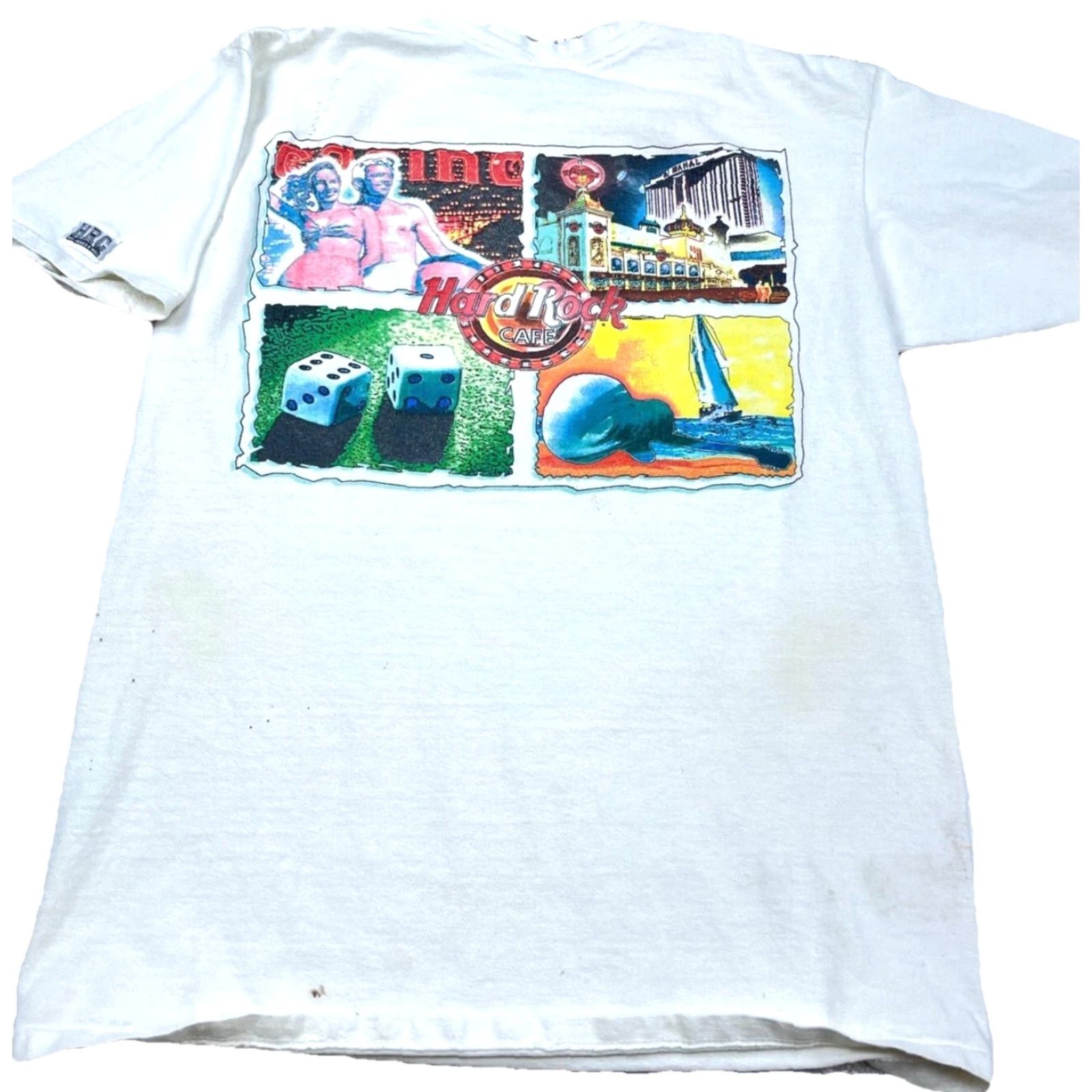 Hard Rock Cafe VINTAGE Hard Rock Cafe Shirt Men Medium White Heavy Tee 90s Retro Logo Graphic Print Cotton Polyester Jersey Short Sleeve Crew Neck T-Shirt Mens Size US L / EU 52-54 / 3 - 2 Thumbnail