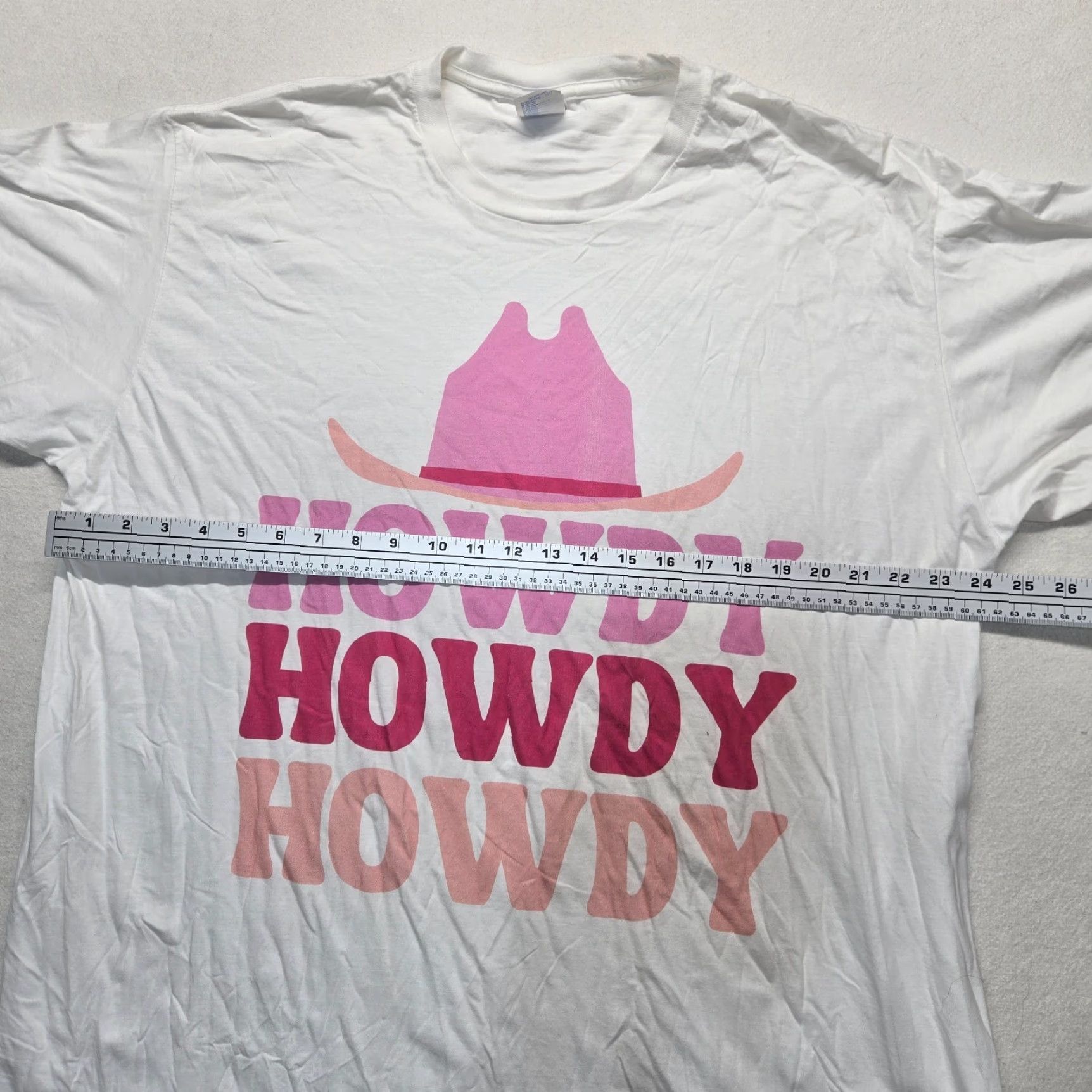Vintage Howday Cowgirl Cowboy Hat Shirt Women 2XL White Funny Theme Casual Short Sleeve Crew Neck Cotton Polyester Port and Company Regular Mens? Size XXL / US 16-18 / IT 52-54 - 4 Thumbnail