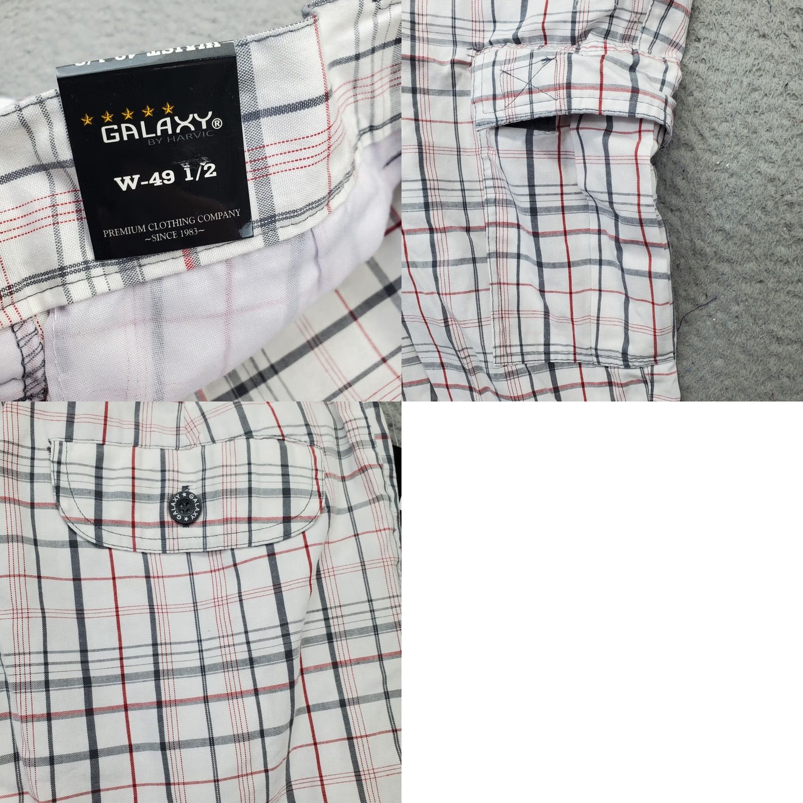 Vintage Galaxy Mens Cargo Shorts Size 48 Multi Plaid Flat Front Belted Waist Size US 32 / EU 48 - 8 Thumbnail