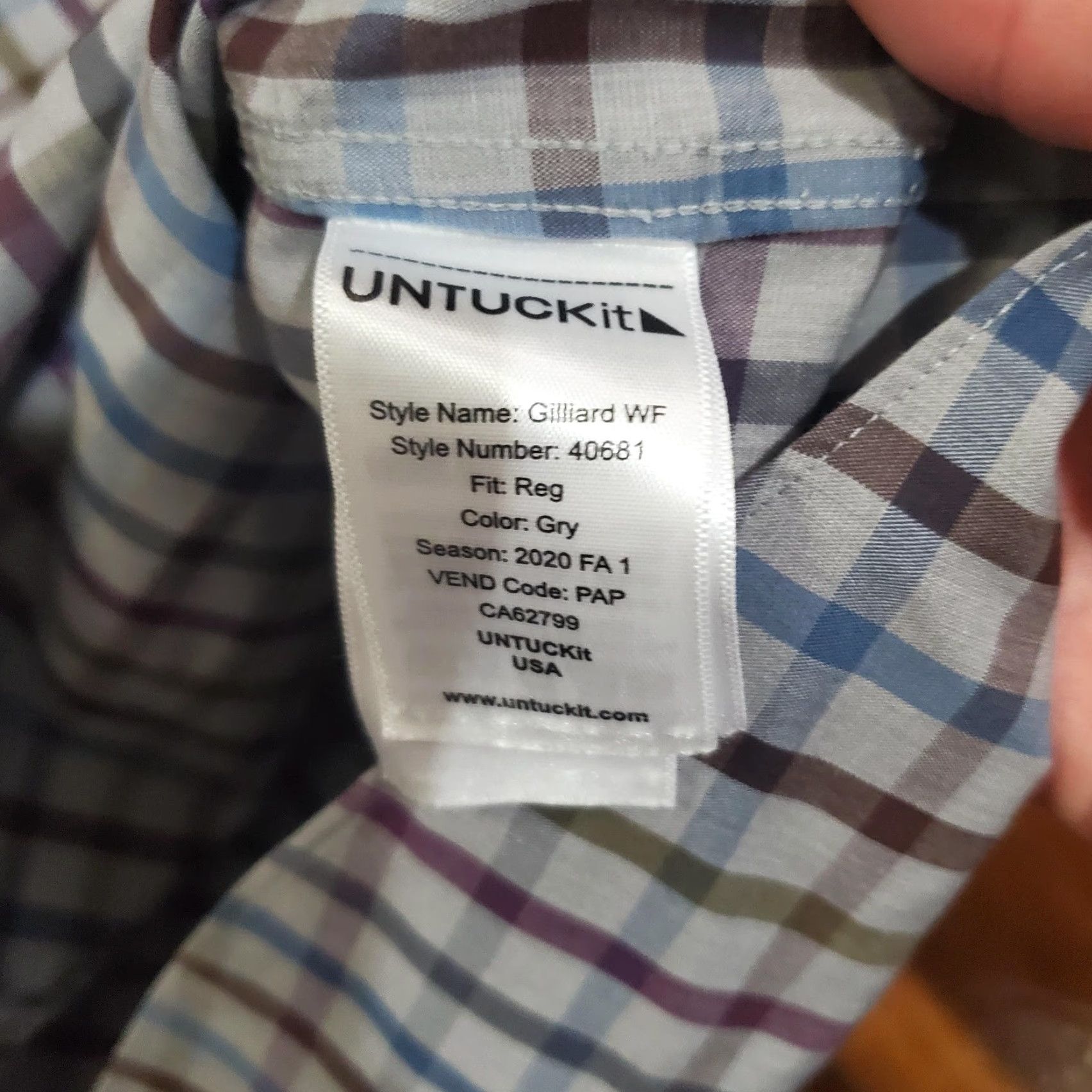 UNTUCKit UNTUCKit Shirt Mens Medium Gray Plaid Gilliard WF Button Down Long Sleeve Casual Size US M / EU 48-50 / 2 - 6 Thumbnail