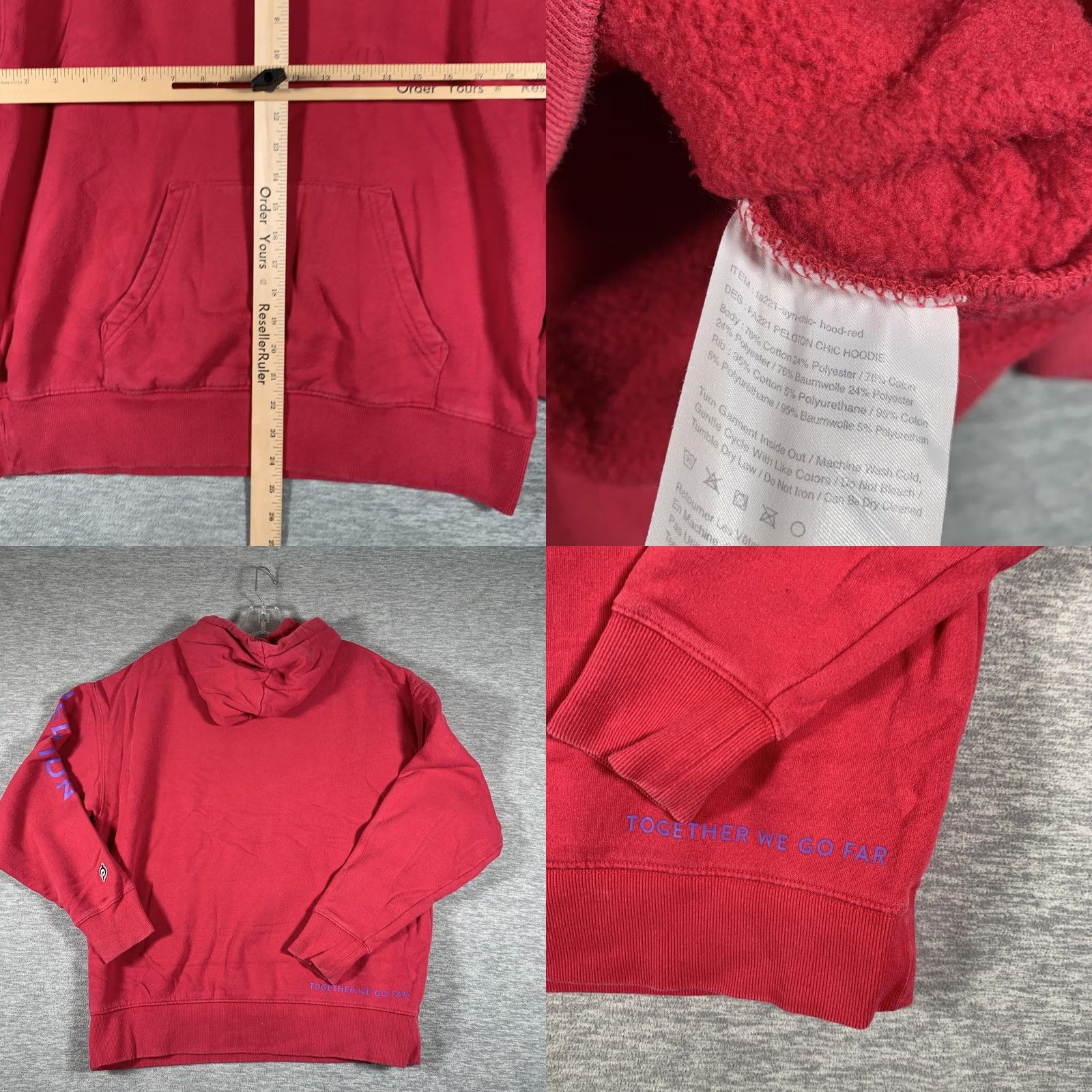 Vintage Peloton Mens Small Red Hoodie Pullover Graphics Sweatshirt Hooded Pocket Drawstring Graphic Print Size US S / EU 44-46 / 1 - 8 Thumbnail