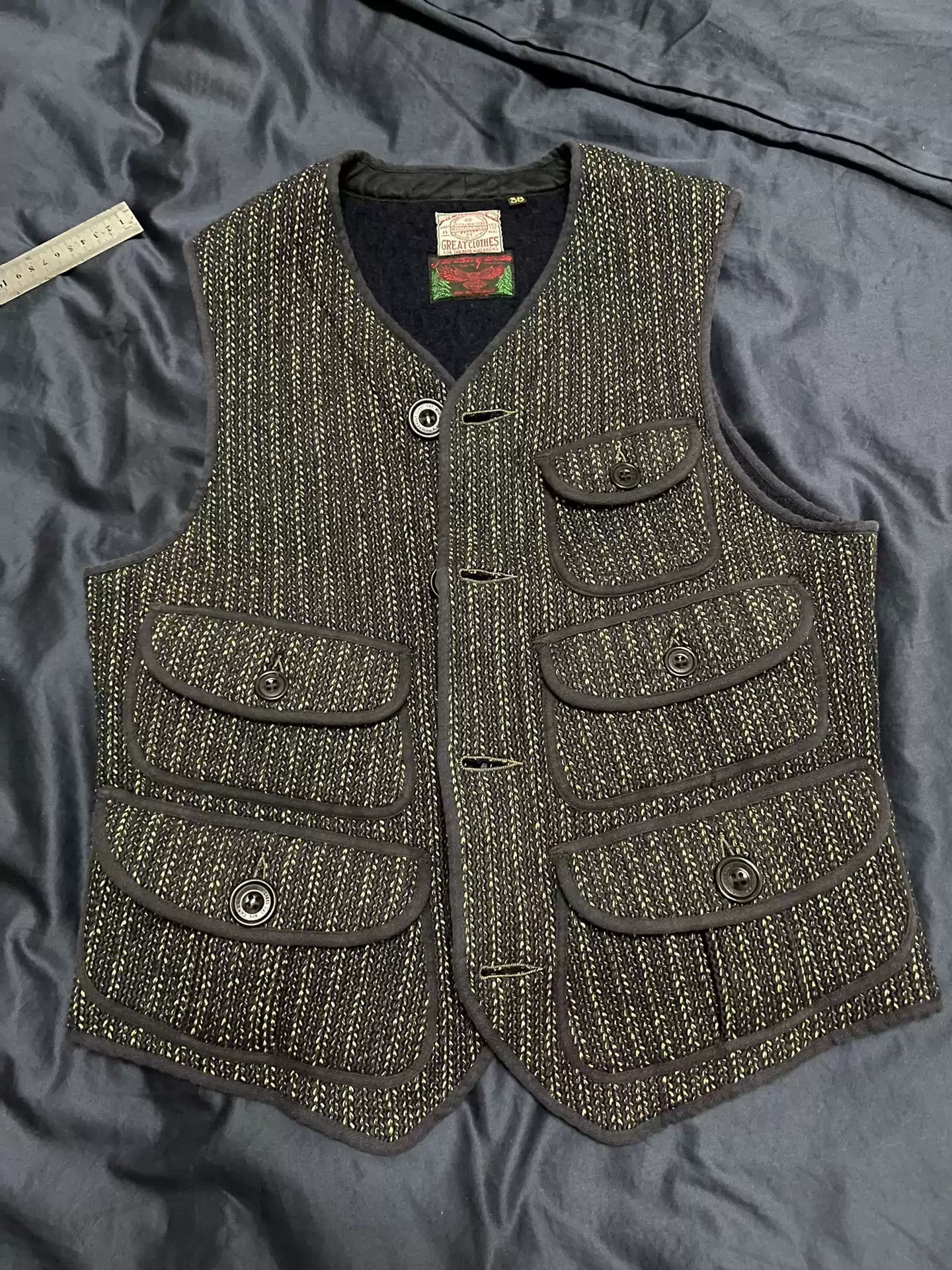 image of Freewheelers Bbj Hunting Wool Vest in Olive, Men's (Size Medium)