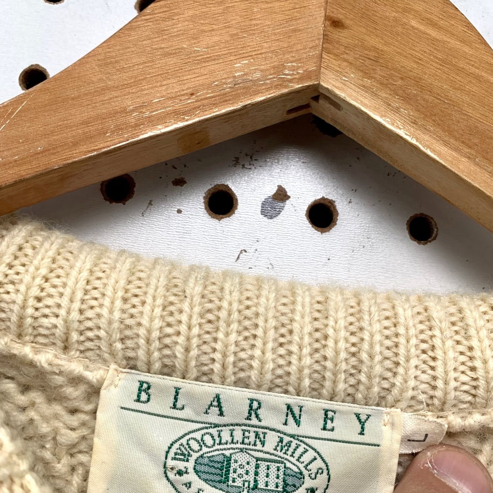 Vintage Blarney Woolen Mills Wool Knit Sweater Mens Large Thick Fisherman Knit Ireland Shirt Size US L / EU 52-54 / 3 - 6 Thumbnail