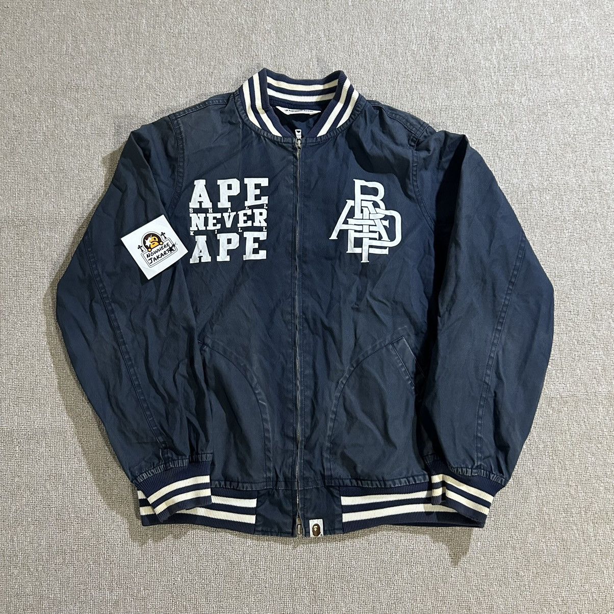 image of Trashed Bape Varsity in Navy, Men's (Size Medium)