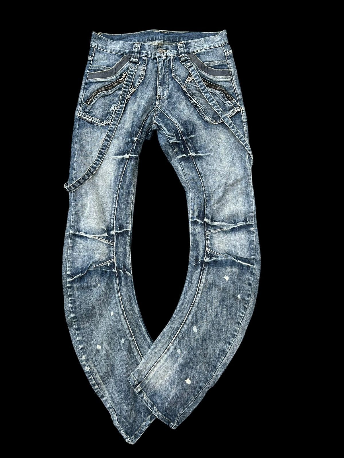 Japanese Brand × Kapital × Vintage PPFM Japanese Punk Style Curve Cut Banana Denim Jeans Rare Size US 32 / EU 48 - 4 Thumbnail