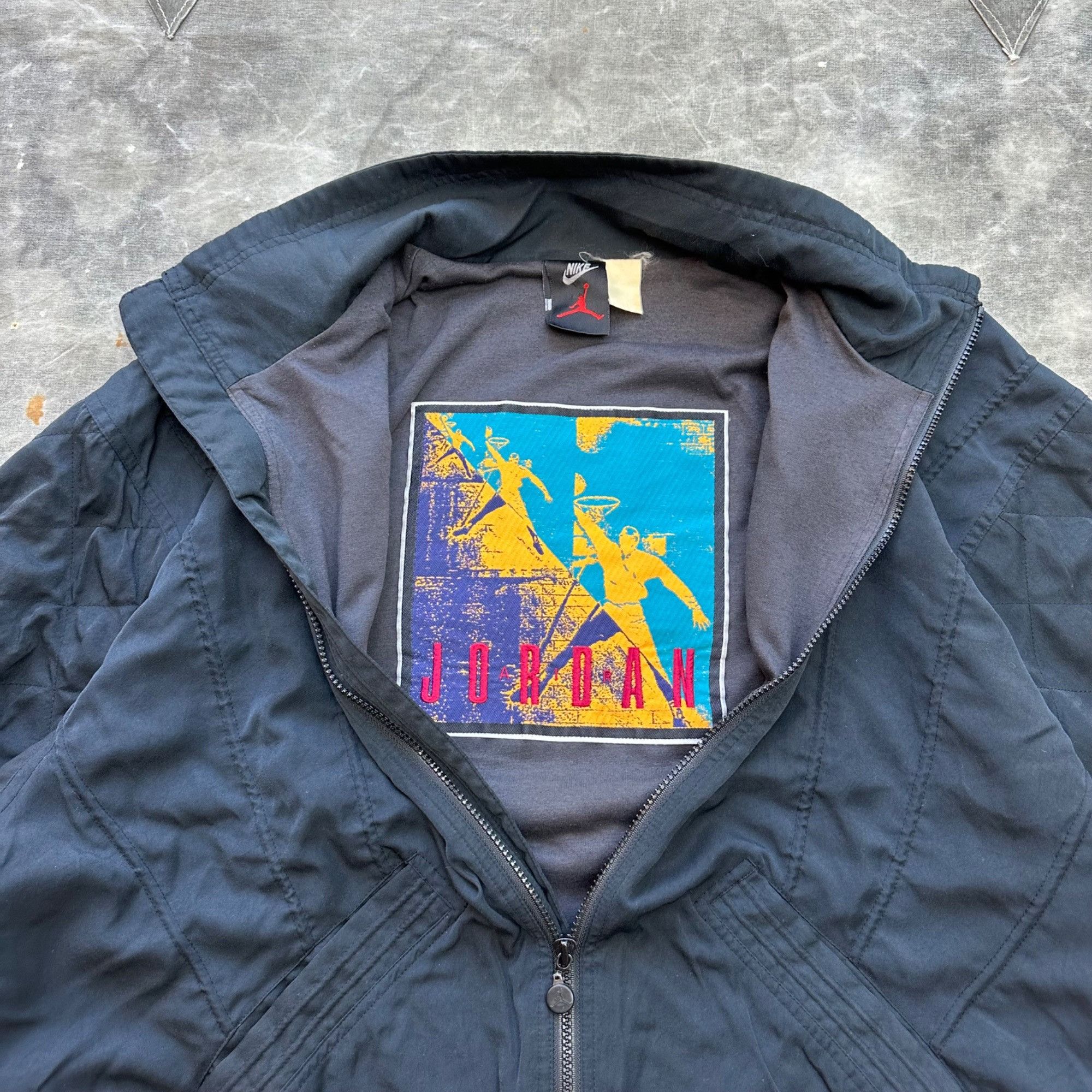 Vintage Vintage 80s Nike Jordan Quilted Zip Up Track Embroidered Jac Size US XL / EU 56 / 4 - 3 Thumbnail