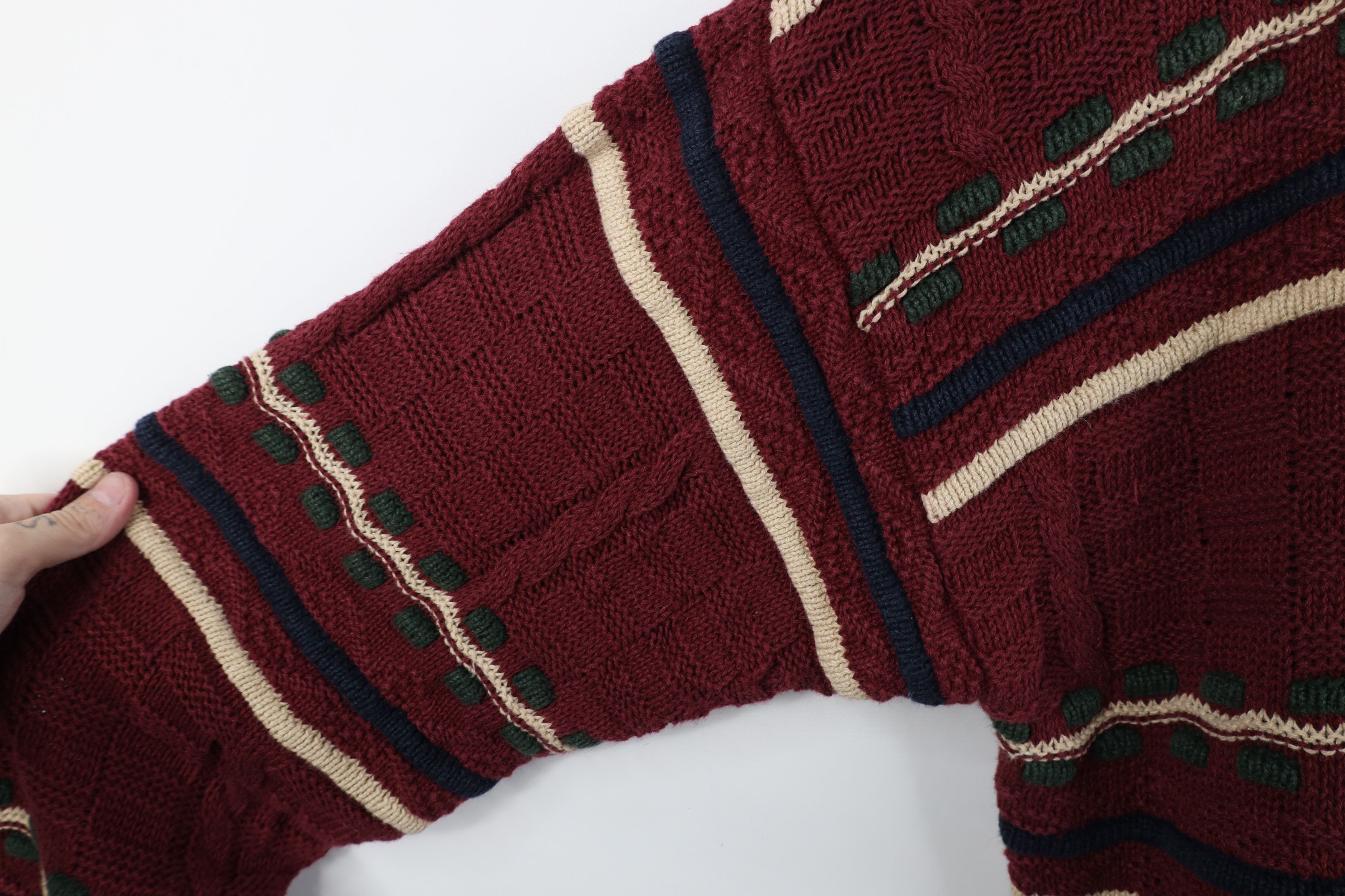 Vintage Vintage 90s Streetwear Ribbed Cable Knit Striped Sweater Size US L / EU 52-54 / 3 - 7 Thumbnail