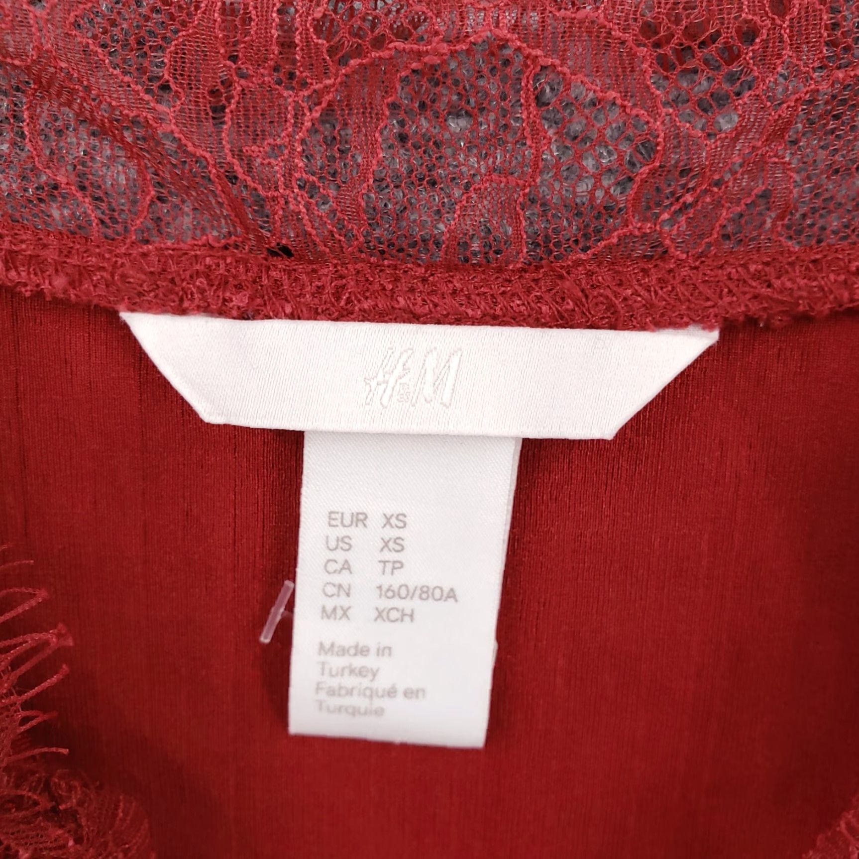 H&M H&M Top Womens XS Red Tank V Neck Camisole Lace Slip Sleeveless Cami Size XS / US 0-2 / IT 36-38 - 6 Thumbnail