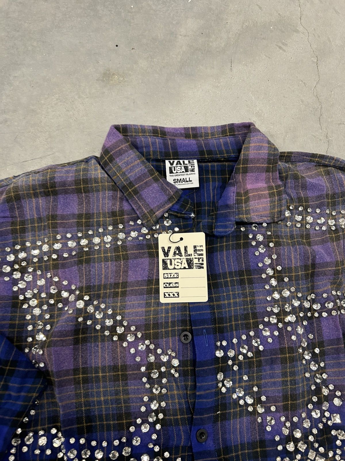 Vale Vale Forever Valley Dreams Studded Blue Inferno Flannel Size US L / EU 52-54 / 3 - 3 Thumbnail