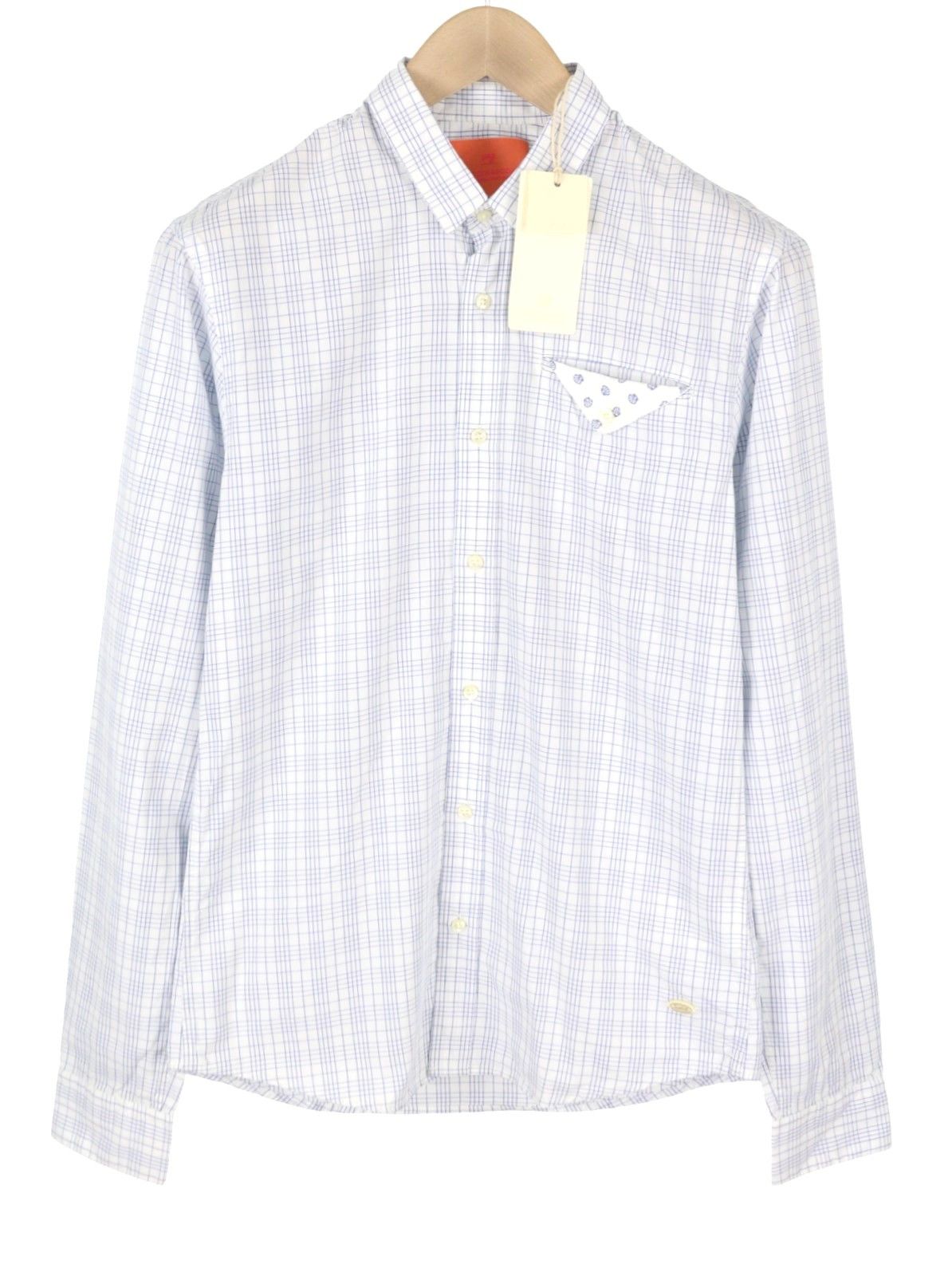 Scotch & Soda S White Plaid Cotton Button-Up Spread Shirt 89046 Size US S / EU 44-46 / 1 - 3 Thumbnail