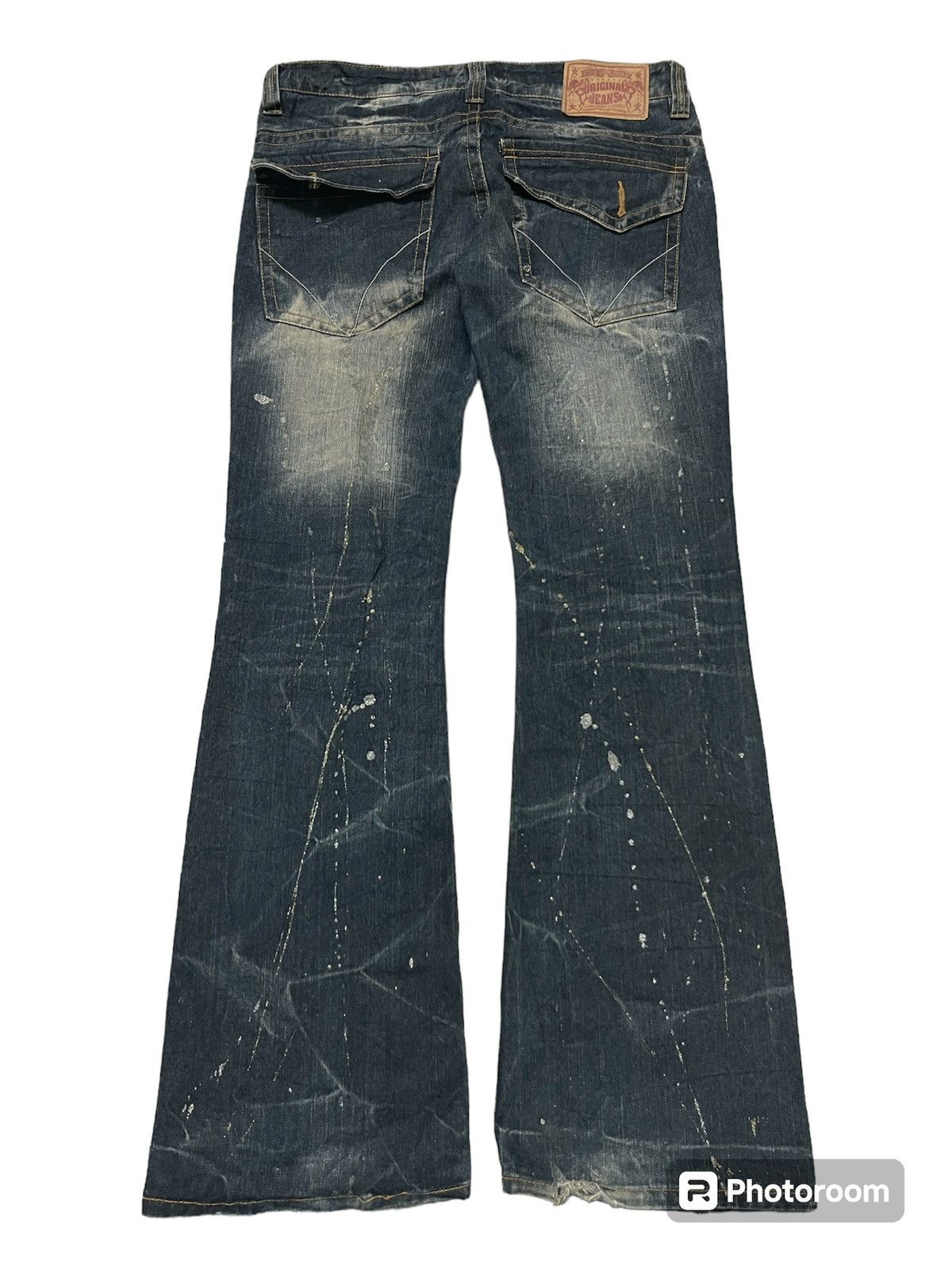 20471120 2000s JAPANESE-BRAND FLARE EMBROIDERED SKULL JEANS Size US 33 - 2 Thumbnail