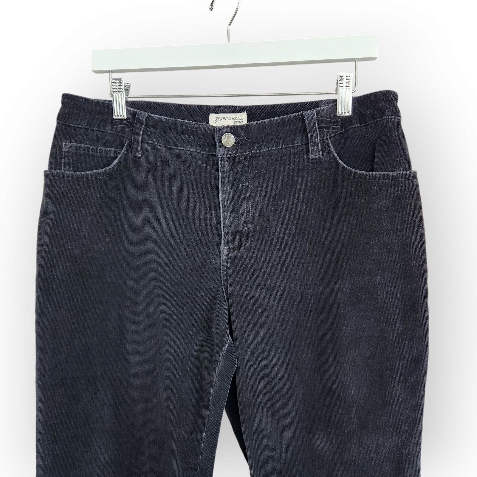 St. Johns Bay Vintage St. John's Bay Black Corduroy Mid Rise Pants Size 34" / US 12 / IT 48 - 2 Thumbnail