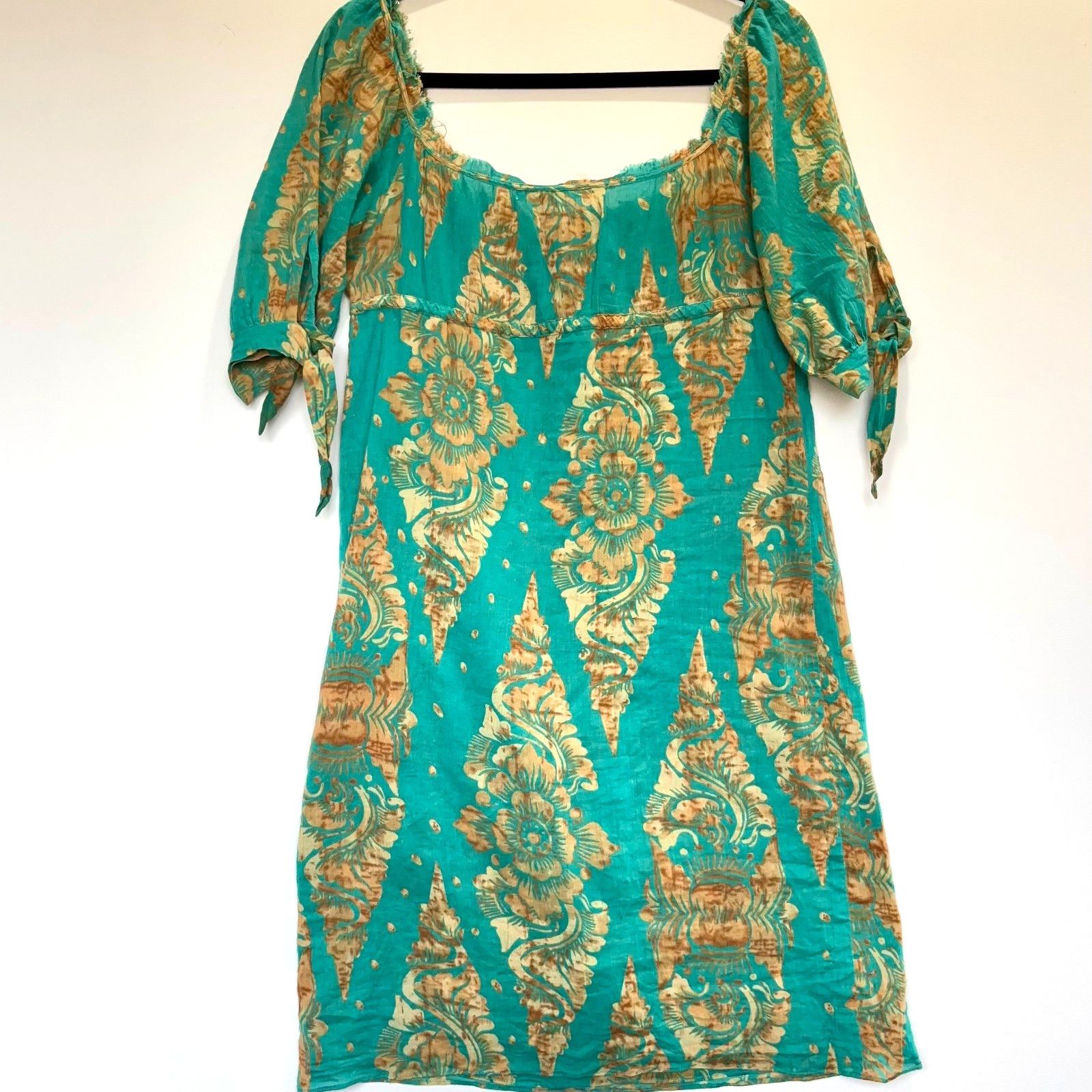 Diane von Furstenberg Diane von Furstenberg Green Gold Print Dress Womens 4 Boho Size S / US 4 / IT 40 - 4 Thumbnail
