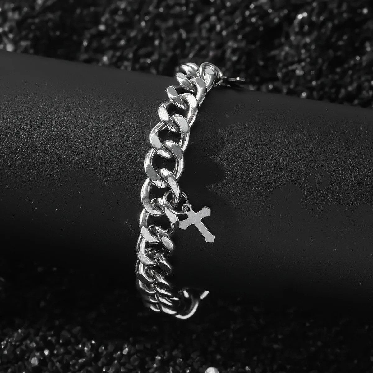Jewelry Hip-Hop Cross Stainless Steel Plating Bracelet Size ONE SIZE - 2 Thumbnail