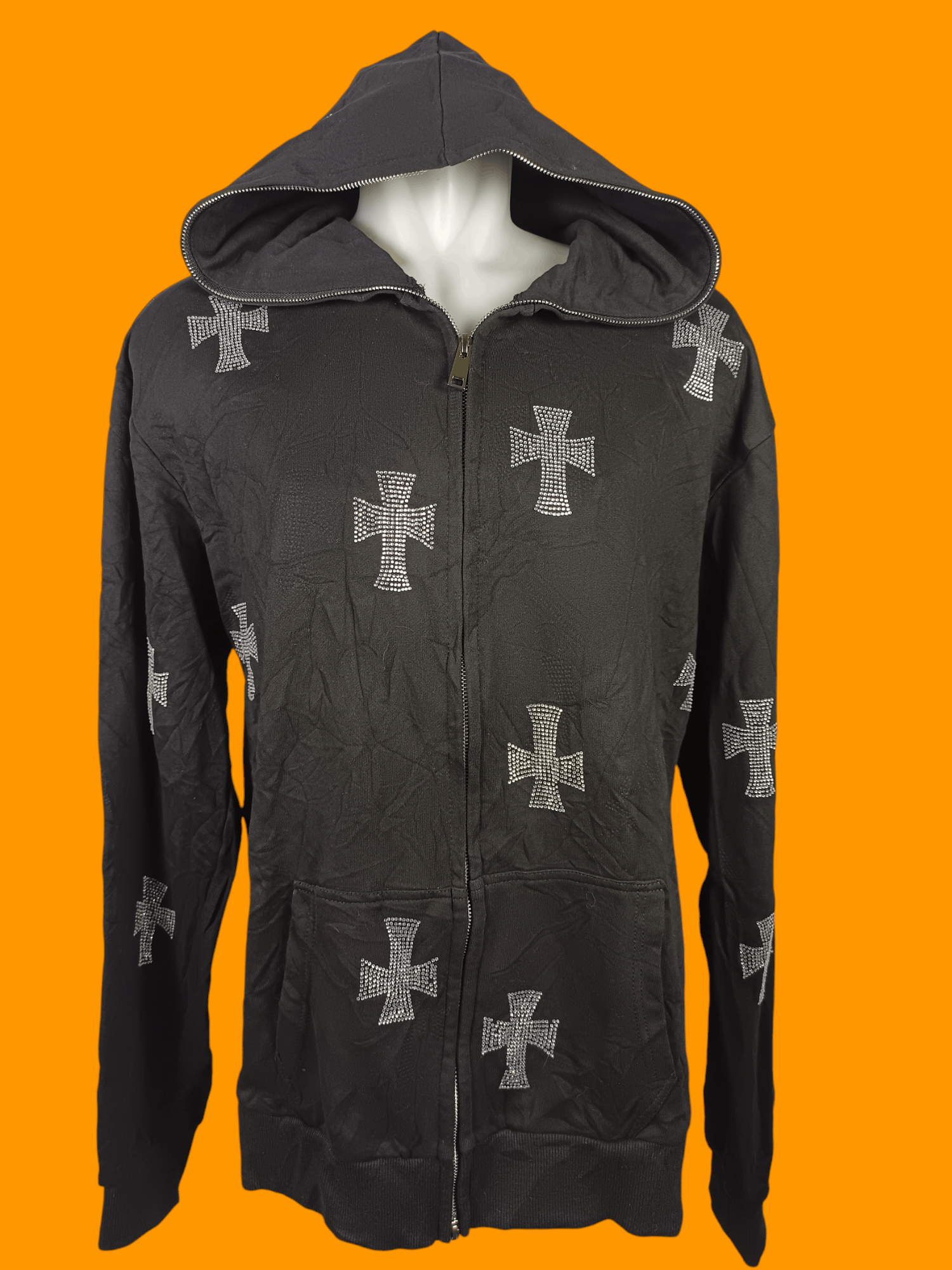 Hysteric Glamour × If Six Was Nine × Japanese Brand Y2K Hoodie Rhinestone Cross Zip Up Style Size US XL / EU 56 / 4 - 9 Thumbnail