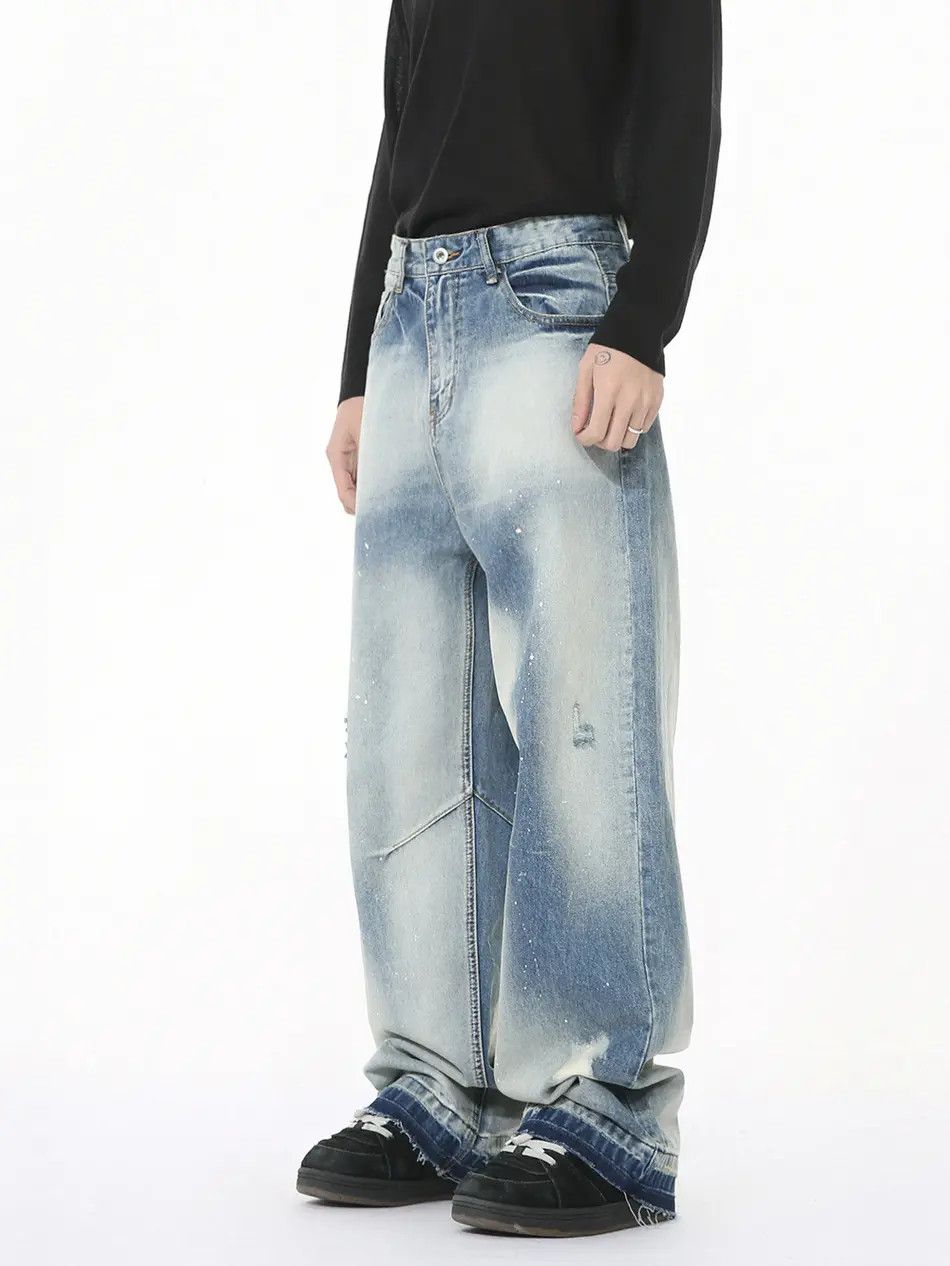 Japanese Brand Retro loose straight leg fringed jeans Size US 32 / EU 48 - 4 Thumbnail