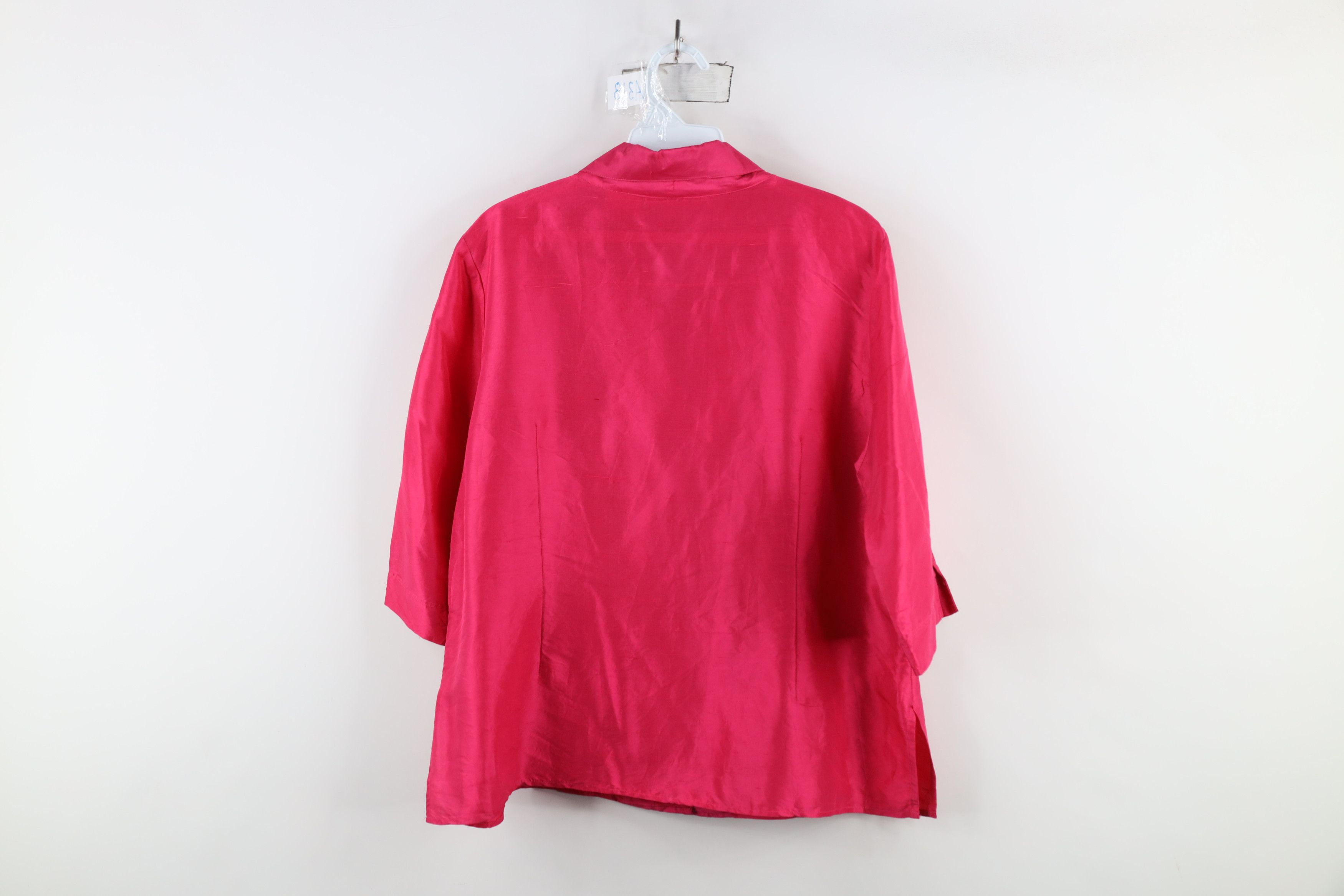 Vintage Vintage 90s Streetwear Silk Camp Collar Button Shirt Pink Size XL / US 12-14 / IT 48-50 - 11 Thumbnail