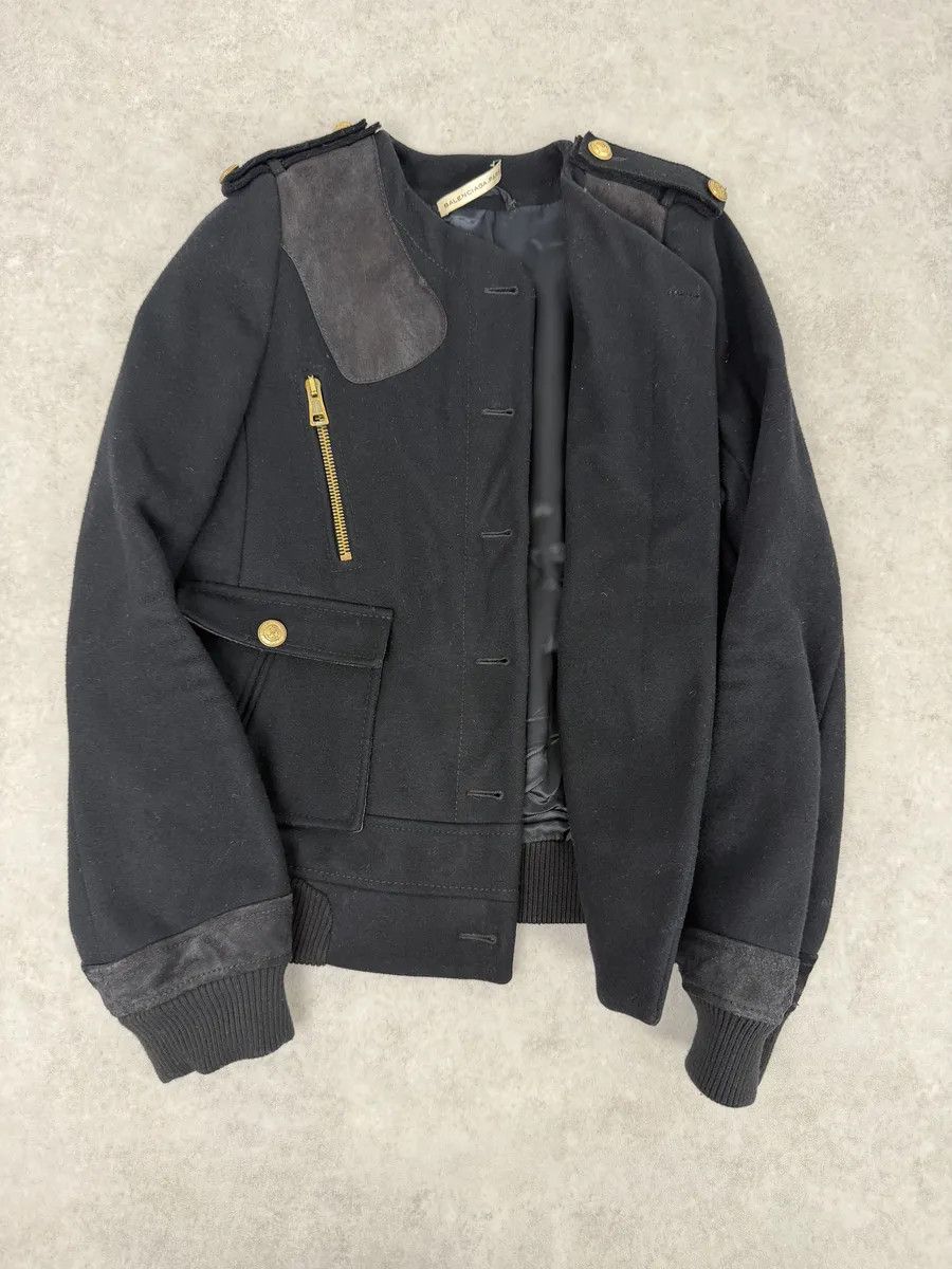 Balenciaga AW2007 Balenciaga Black Officer Buttoned Wool Peacoat by Nicolas Ghesquiere Size XS / US 0-2 / IT 36-38 - 7 Thumbnail
