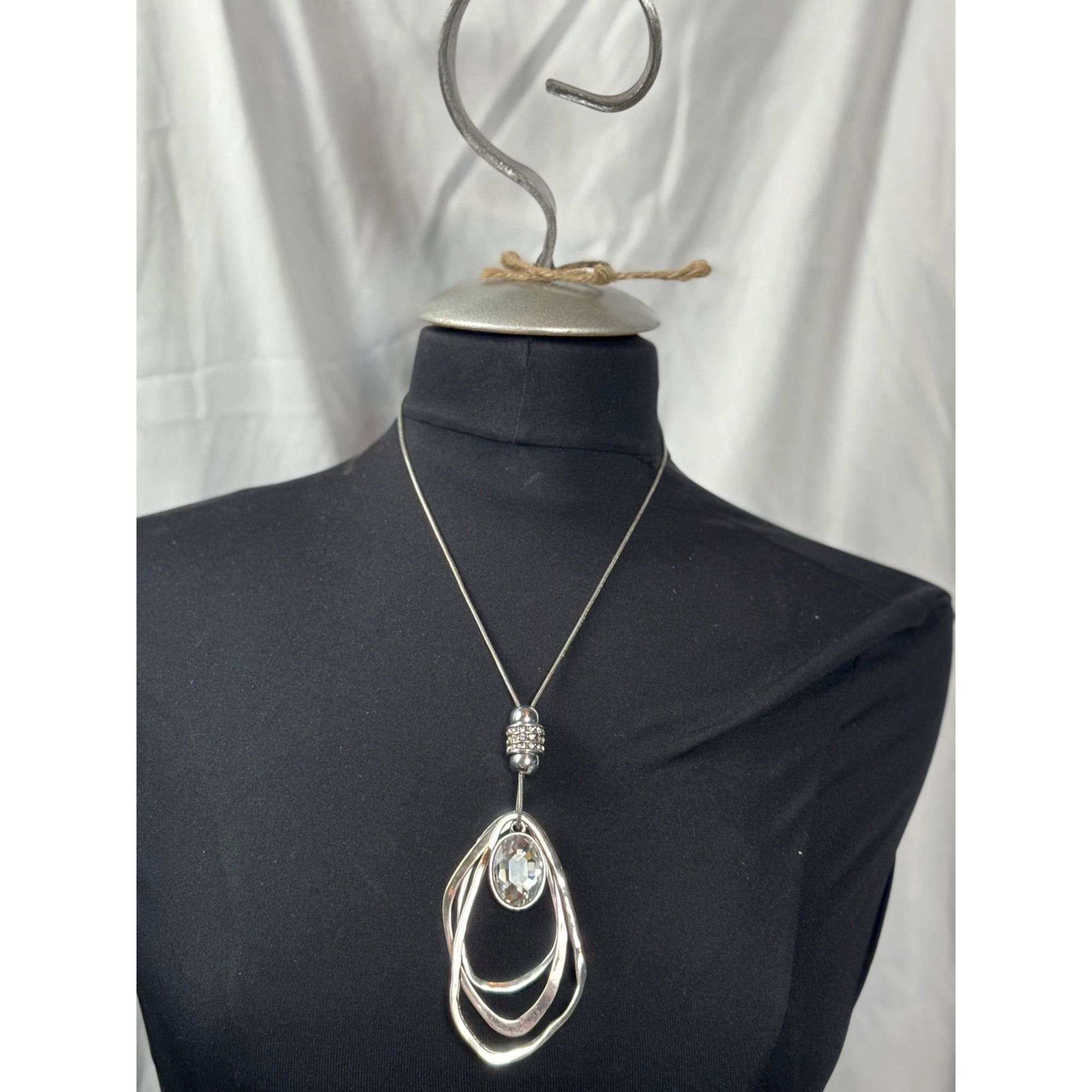Other Silver-Tone Adjustable Necklace With Abstract Metal Loops & Size ONE SIZE - 8 Thumbnail
