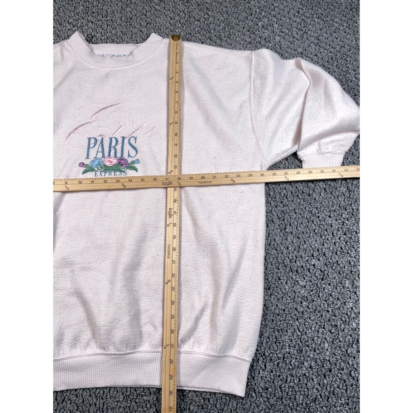 Express VTG Express Oversized Paris Fleece Sweatshirt Women's Medium XL Pink Embroidered Size M / US 6-8 / IT 42-44 - 5 Thumbnail
