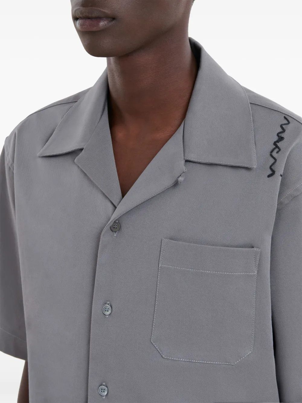 Marni o1w1db11125 Piqué-Weave Shirt in Grey Size US S / EU 44-46 / 1 - 4 Thumbnail