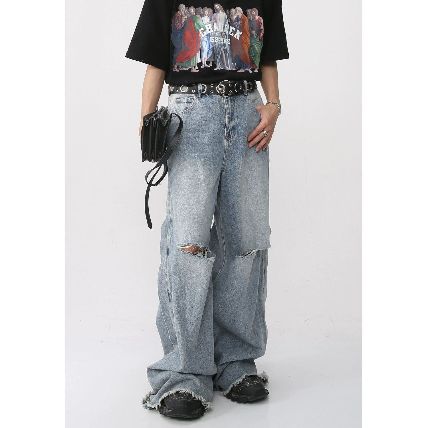 Vintage Japanese retro casual loose ripped jeans Size US 32 / EU 48 - 1 Thumbnail