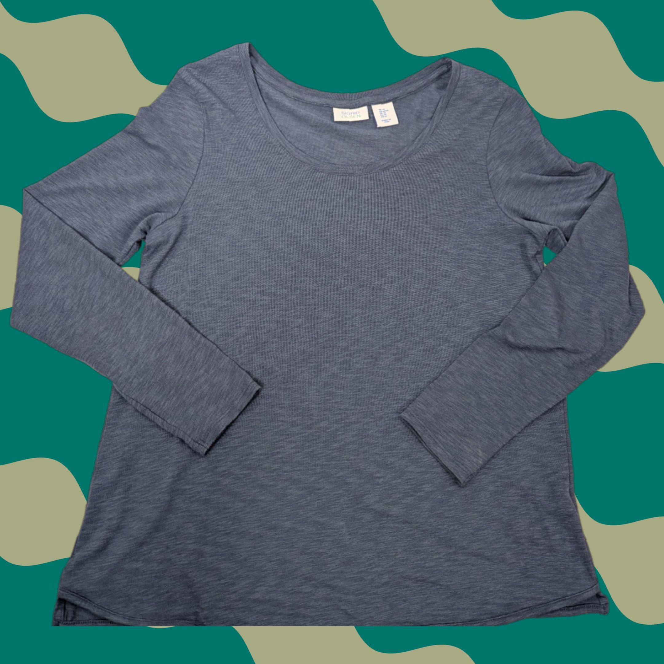 Vintage Sigrid Olsen Shirt Tee Womens Medium Blue Long Sleeve Round Neck Size M / US 6-8 / IT 42-44 - 1 Thumbnail