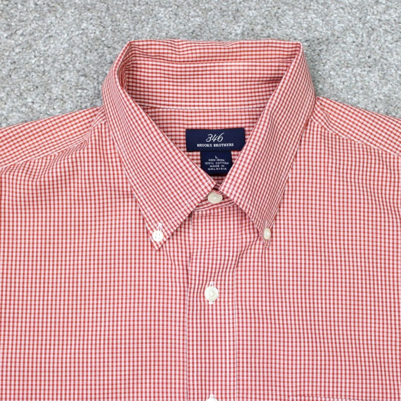 Brooks Brothers Brooks Brothers 346 Shirt Mens Large Red Check Non-Iron 100% Cotton Long Sleeve Size US L / EU 52-54 / 3 - 4 Thumbnail