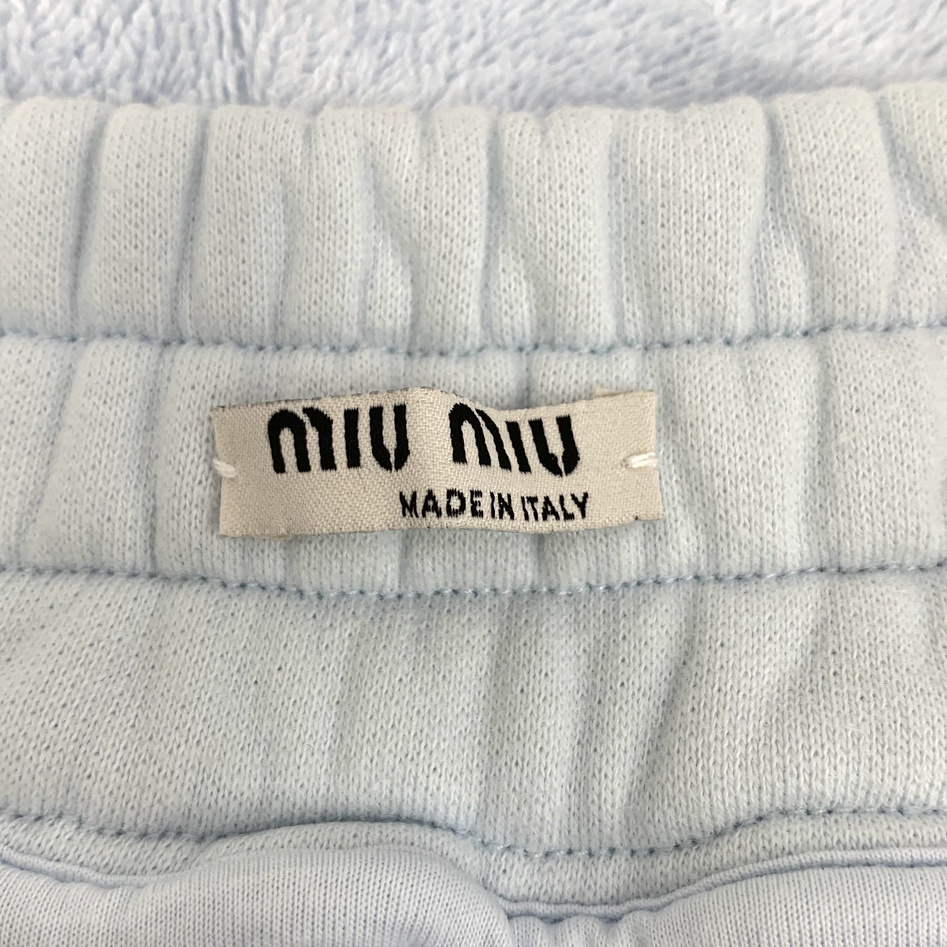 Miu Miu Miu Miu Logo Velour Shorts Light Blue (Size M/L) Size 28" / US 6 / IT 42 - 3 Thumbnail